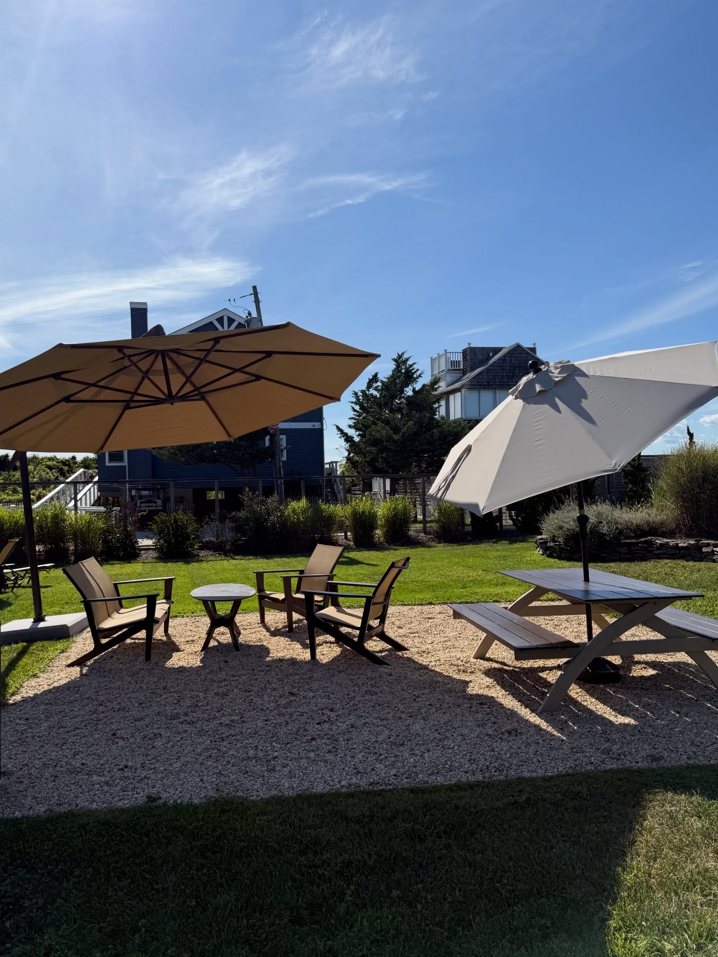 66 days until Memorial Day, imagine celebrating right here, soaking up the sun, gathered around these tables, and enjoying the fresh air. 🇺🇸 🌊 ☀️