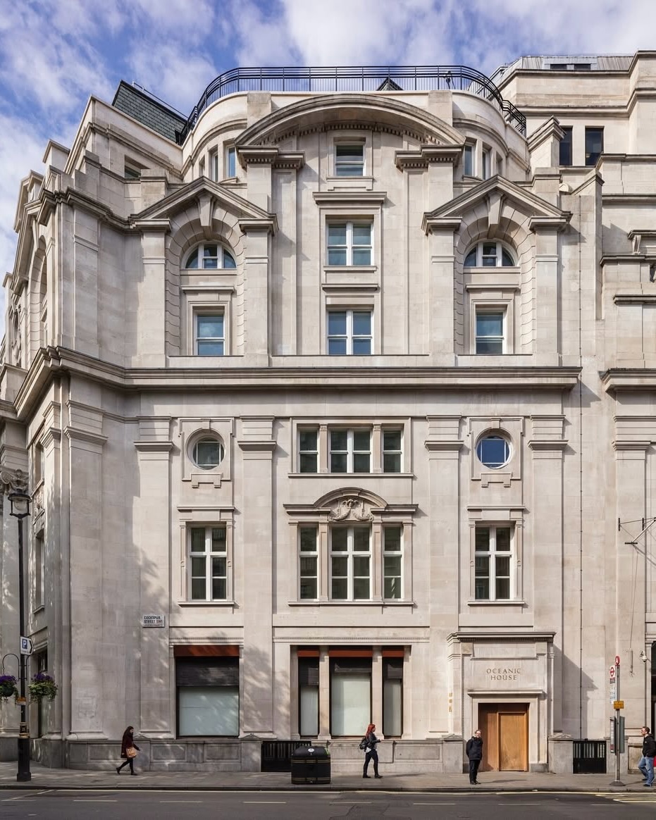Once the former HQ of the White Star Line, the restoration of Oceanic House included adding a rooftop extension to create a double-storey penthouse, while preserving the grandeur of the original Belle Époque-inspired entrance foyer.