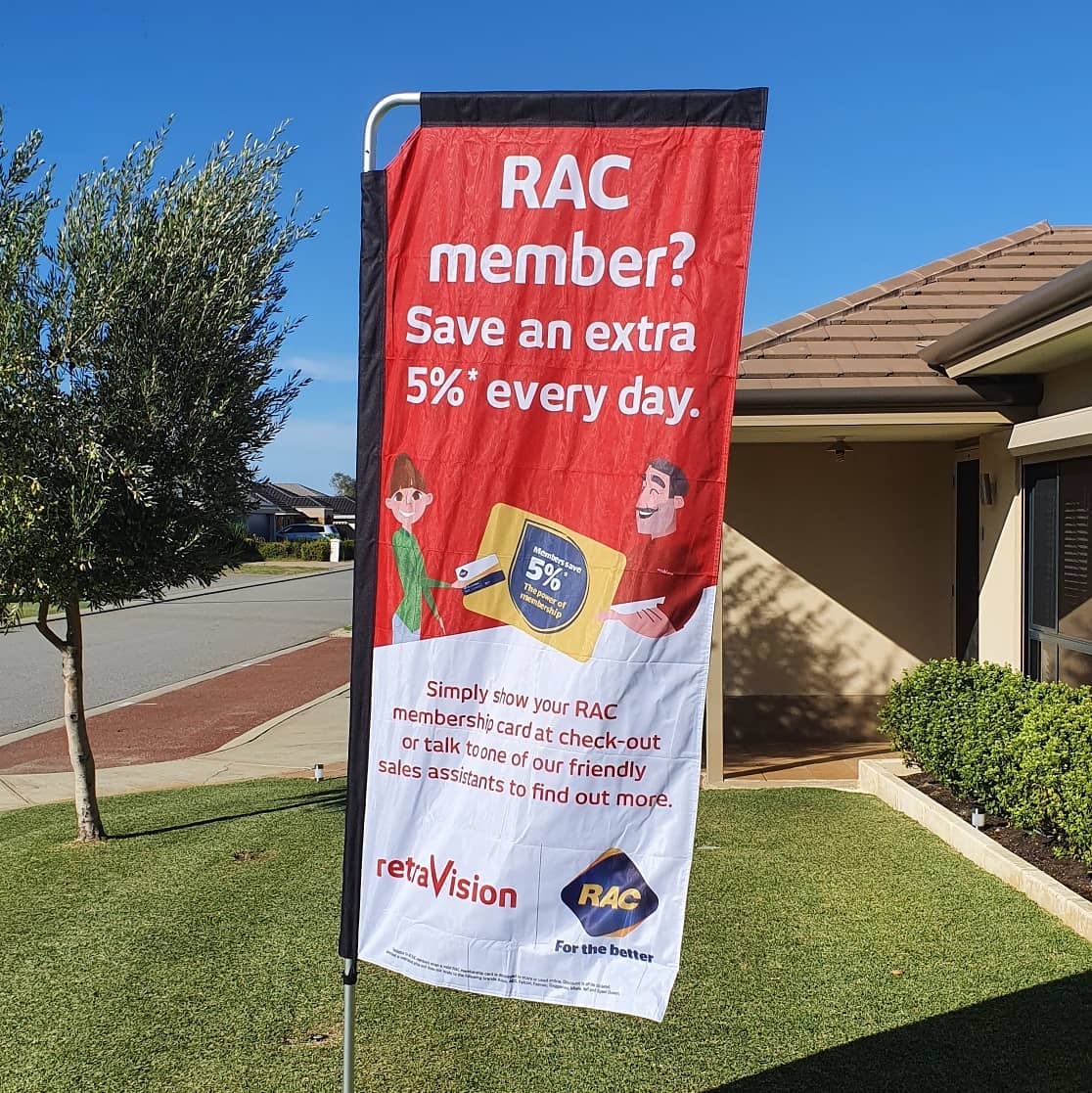 Have you seen our more modern rectangle flags? They look pretty good!
If you want to see your business or club in this format, get in touch.
