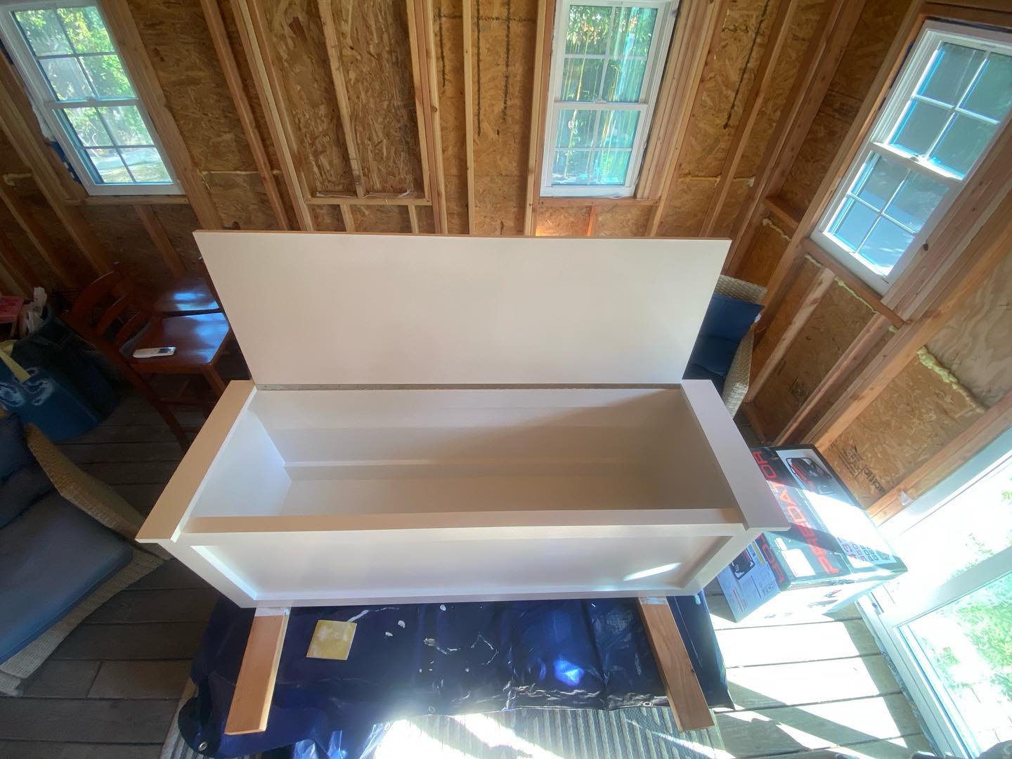 Shaker style storage bench for a contractor.