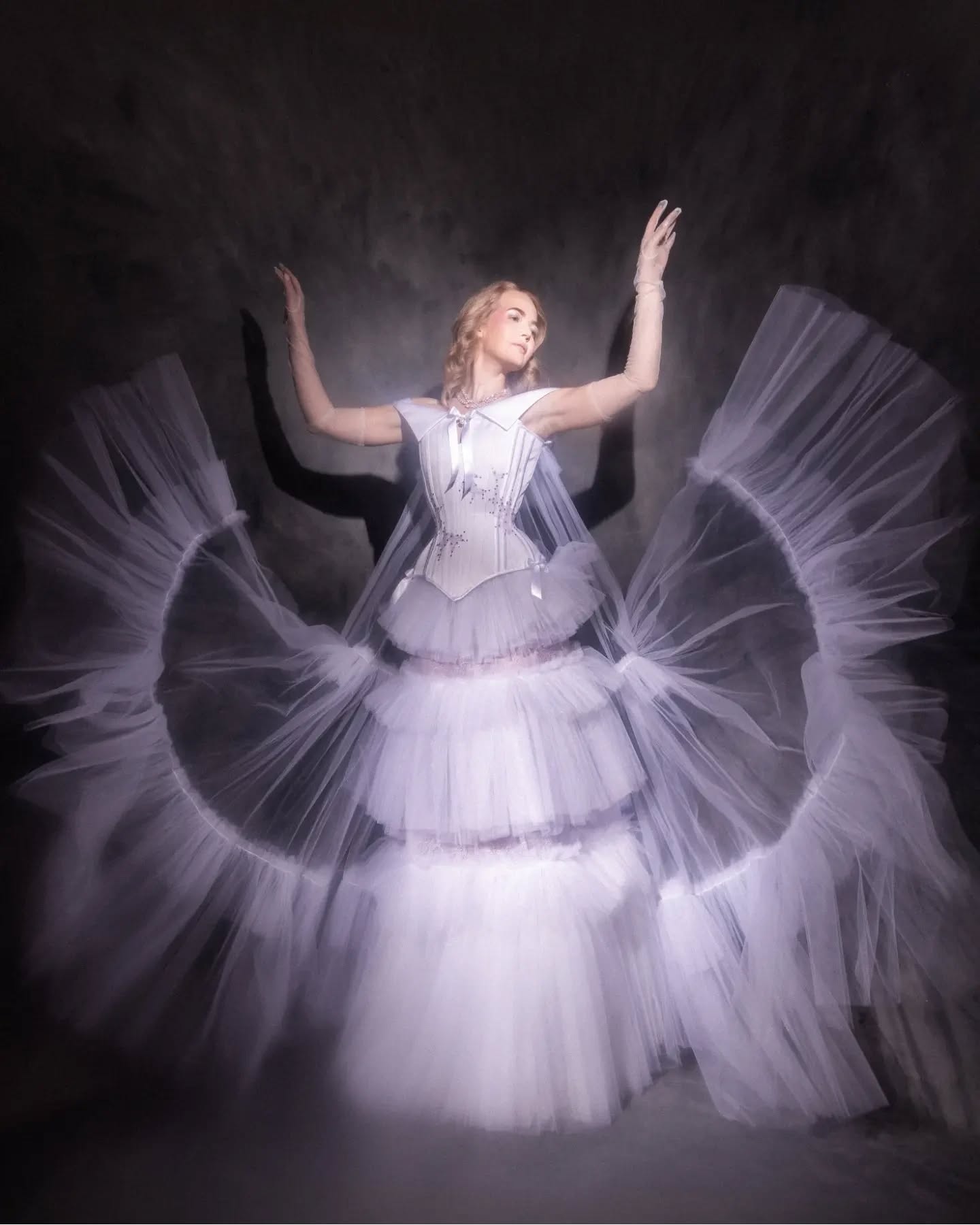 Look 14
My bride.
White duchess, soft Italian tulle, hand cut and handstitched delicate French lace, bows, pearls and soft violet @crystalparadeuk Zodiac crysyals.
Photography - @mattia_attorre
Model - @theblondepolekat
Makeup - @ellis_atlantis
Studio - @vsionarystudios
#bride #bridal #bridaldress #weddingcouture #bridalcouture #corsetry #bespokebridal #bespoke #madeinengland