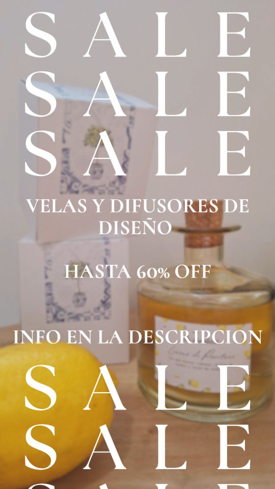 Liquidación de toda la temporada en nuestra web! Descuentos en velas y difusores de diseño!!
Hasta 60% de descuento!!!
3 cuotas sin interes en compras superiores a 100.000
Y 10% de descuento adicional si abonas por transferencia!
Que estas esperando??
Www.lechocolatte.com