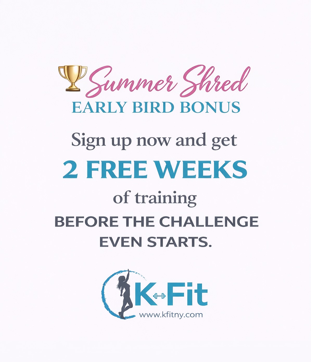 Your transformation doesn’t start May 1.
It starts April 17.
Early Bird gives you 2 full weeks of training to build consistency, confidence, and momentum before the challenge even begins.
✨ Summer Shred starts May 1
📍 Orientation April 24
👉 Link in bio to learn more & join.