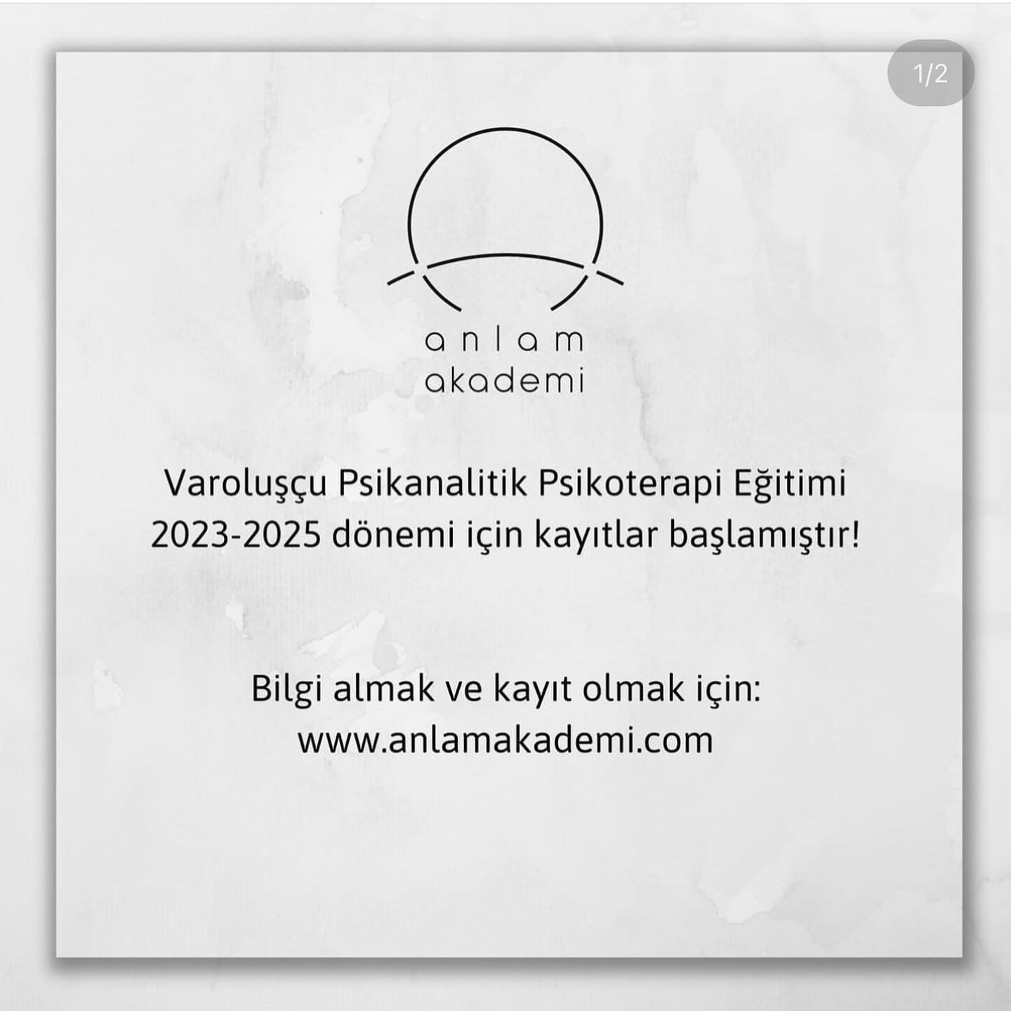 Herkese merhabalar!
Varoluşçu Psikanalitik Psikoterapi Eğitimi 2023-2025 dönemi için kayıtlar açılmıştır. İlgili herkesi bu uzun yolculukta beraber yol almak için davet ediyoruz.
Son başvuru tarihi: 25 Kasım 2023
Ayrıntılı bilgi almak ve başvuru yapmak için:
www.anlamakademi.com
