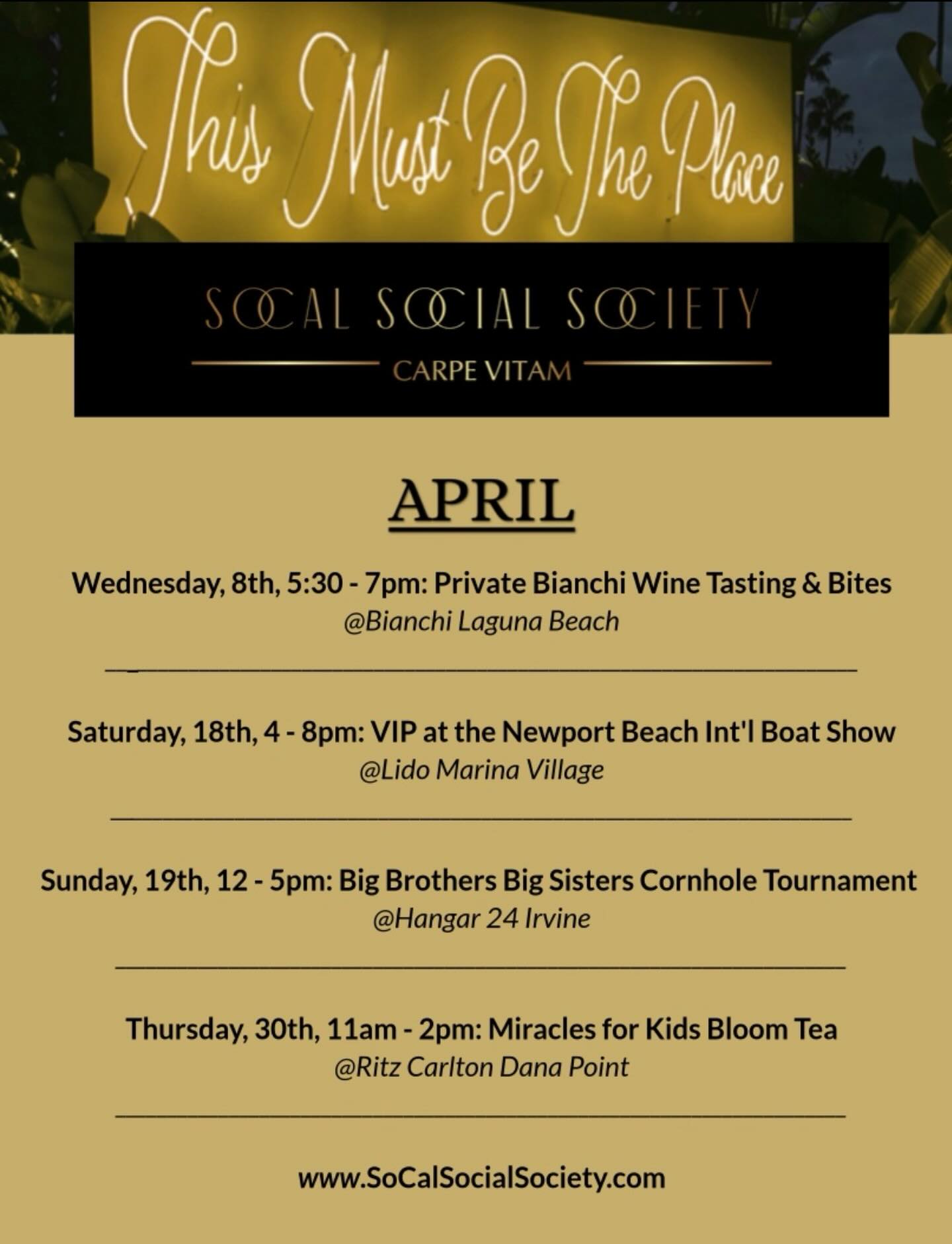 APRIL: Another month filled with events to help you connect with other souls who desire to “carpe vitam.” Link to register in bio ✨