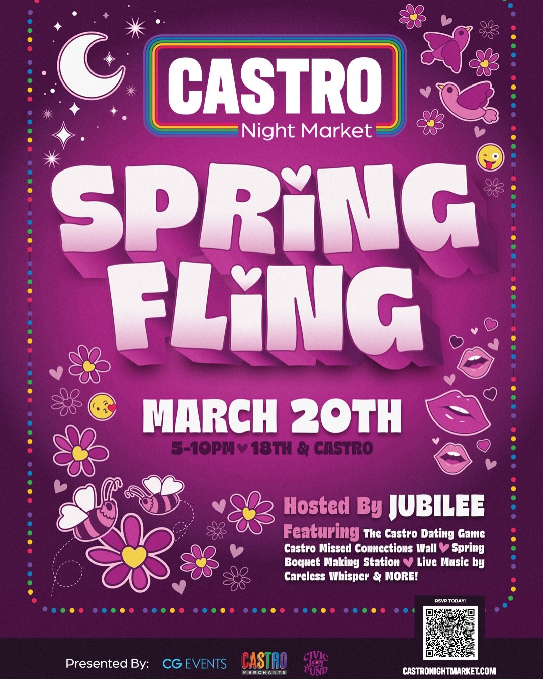 Come see me and lots of other amazing vendors at @castro.nightmarket tonight!! 5 - 10 PM 💖💖💖 The theme is Spring Fling! 🌸🌷💐