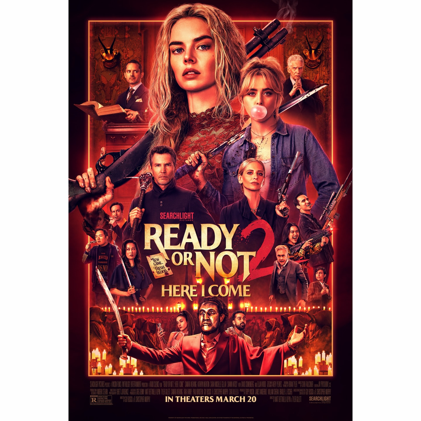 Ready or Not 2: Here I Come (2026)
•
Rating: ★★★★
Swipe to Read Review! —>
•
TL;DR - Ready or Not 2: Here I Come is a super fun and worthy follow-up — expanding the lore in all the best ways, with Samara Weaving & Kathryn Newton as a perfect duo. Bloody, hilarious, and packed with inventive kills, Radio Silence delivers another crowd-pleaser.
•
Premise: After surviving one deadly game, Grace and her sister Faith must now outrun four rival families competing for a powerful throne - winner takes all.
•
Searchlight Pictures
Directed by Matt Bettinelli-Olpin & Tyler Gillett
Written by Gary Busick & R. Christopher Murray
Cast: Samara Weaving, Kathryn Newton, Elijah Wood, Sarah Michelle Gellar, Shawn Hatosy
Runtime: 1hr 48min
Rating: 14A
Comedy, Horror, Thriller
•
IMDb Rating: 7.0/10
Rotten Tomatoes Score: 73%
RT Audience Score: 90%
Metacritic Score: 59
CinemaScore: B+
Letterboxd: 3.4/5
•
Fun Fact: Matt Bettinelli-Olpin and Tyler Gillett were working on an original film centered around a sister story, set to star Kathryn Newton and Samara Weaving, but when Searchlight Pictures approached them to direct a sequel to “Ready or Not”, they proposed integrating their original sister story into the “Ready or Not” sequel. Searchlight Pictures approved the idea.
•
#film #readyornot2 #radiosilence #samaraweaving #kathrynnewton