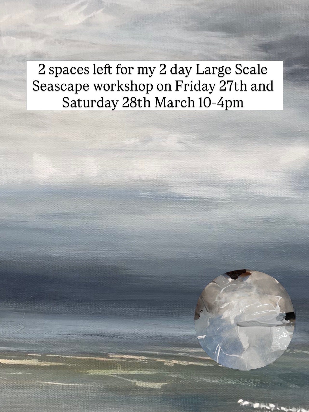 Just two spaces left on this week’s 2-day large canvas workshop 🌊
Friday & Saturday
10–4 in the studio
We’ll be painting a large, expressive seascape — full of movement, light and depth.
I’ve had such a lovely response to this one, thank you… although I know the dates haven’t worked for everyone this time.
If you’ve been thinking about joining, this is your gentle nudge before the final easels are taken.
Everything is ready for you.
Just arrive and paint.
https://www.charlotte-englefield-art.co.uk/art-workshops