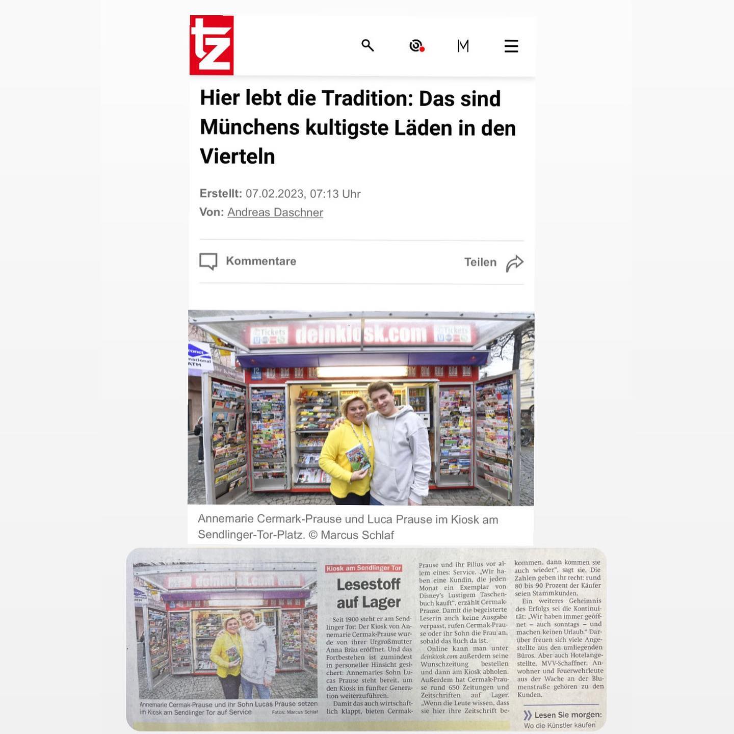 Vielen Dank an TZ für den schönen Beitrag. Sowohl in der traditionellen Zeitung als auch online unter www.tz.de