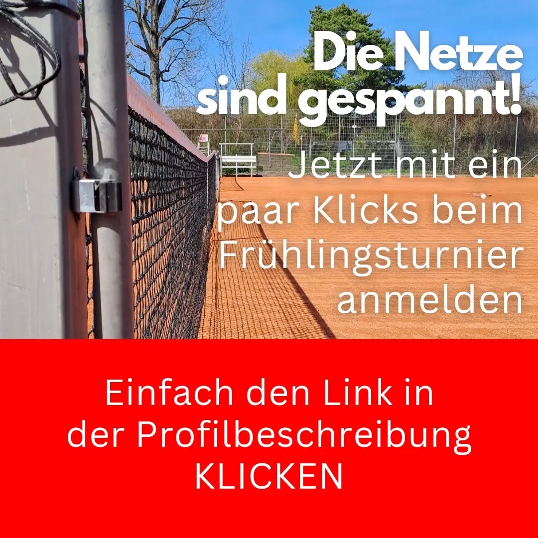 Gestern haben wir im Rahmen des Arbeitsdienstes die Plätze spielfertig gemacht. Somit steht unserem TENNIS & GRILL Event mit FRÜHLINGSTURNIER nichts mehr im Wege - außer, die noch verhaltenen Anmeldungen 🎾🌻 Meldet euch bitte weiterhin fleißig an! Je mehr Spieler, desto sportlicher, spaßiger und großartiger wird der Tag für alle von uns💪🎉😄
Einfach den Link in der Profilbeschreibung anklicken und in wenigen Sekunden anmelden.
Bei Fragen meldet euch jederzeit gerne bei uns!
Sportliche Grüße
euer Vorstandsteam