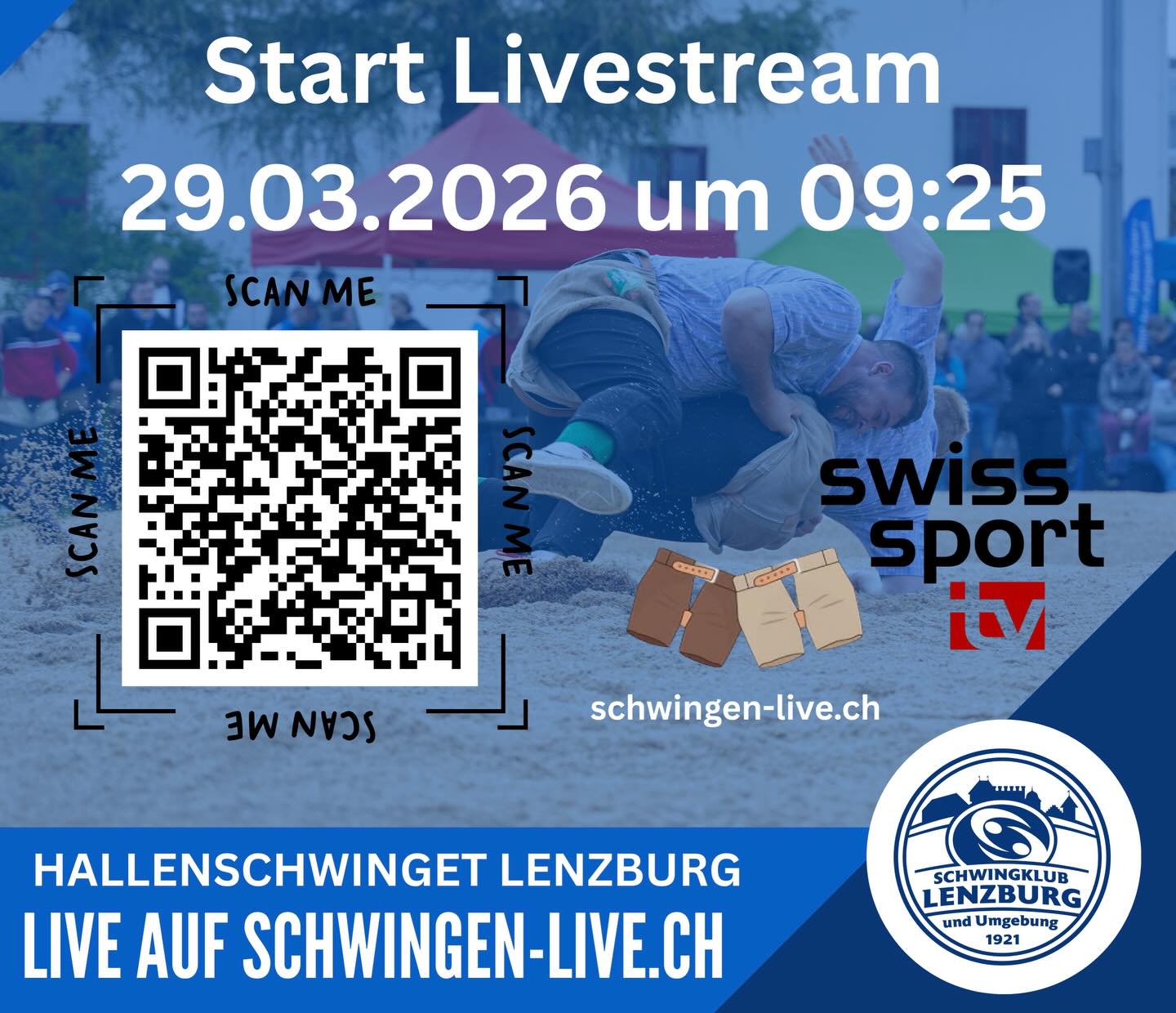 Du willst die spannenden Gänge am Hallenschwinget 2026 in Lenzburg hautnah erleben, kannst aber nicht vor Ort sein? 👀
Dann haben wir die Lösung für dich 💥
Gemeinsam mit ihrem Medienpartner @schlussgang überträgt @swisssporttv das Fest live!
👉 Schau rein auf schwingen-live.ch und verpass keinen Gang!