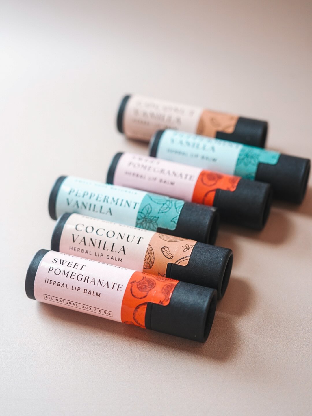Our Lip Balms got a glow up ✨
Coconut Vanilla
Peppermint Vanilla
Sweet Pomegranate