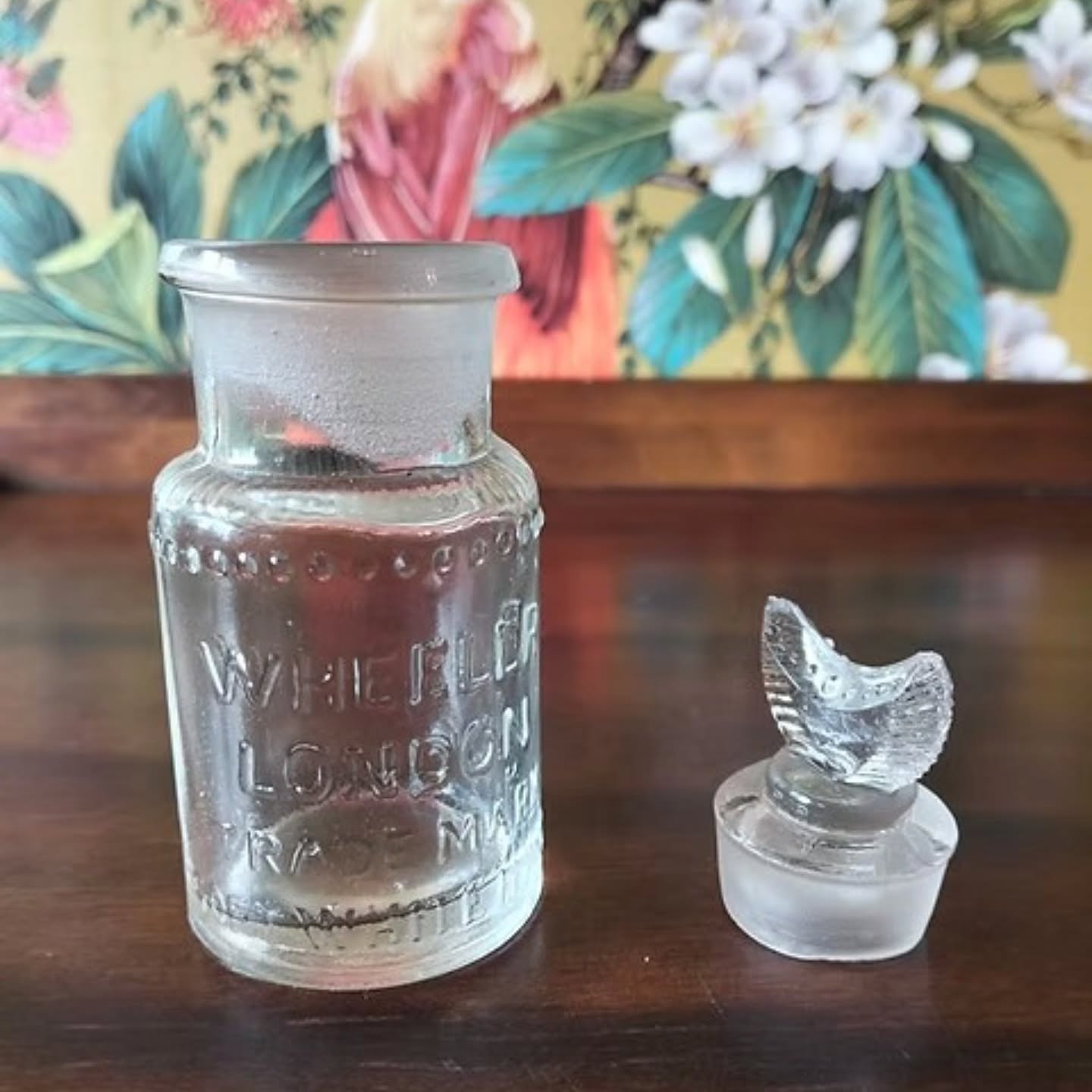 Vintage Wheller London Trade Mark Glass Bottle with Decorative Stopper Frosted | https://share.google/JFjgFf64kyvMt293T #stufftoyouandme