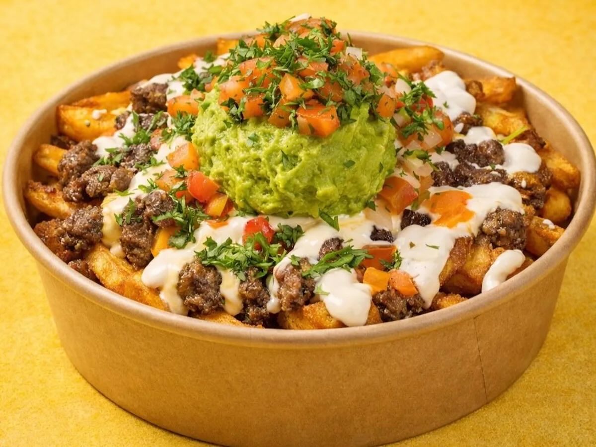 Birria Beef Loaded Fries
£7.99
Crispy fries loaded with slow-cooked birria beef, cheese, mayonnaise,fresh salsa and guacamole.