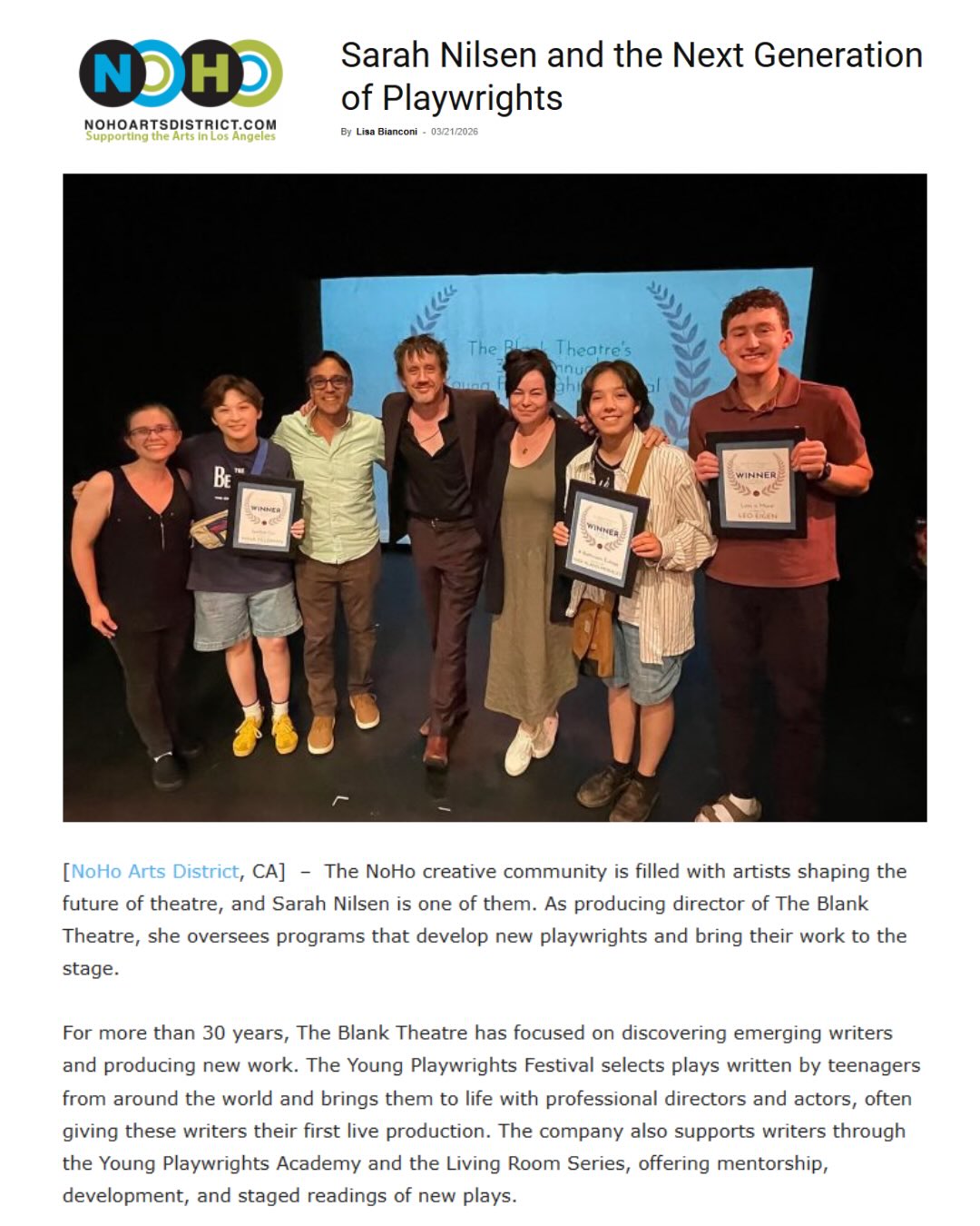 Check out the Q&A that Producing Director, Sarah Nilsen did with @nohoartsdistrict #ypf #ypfamily #producer #lathtr