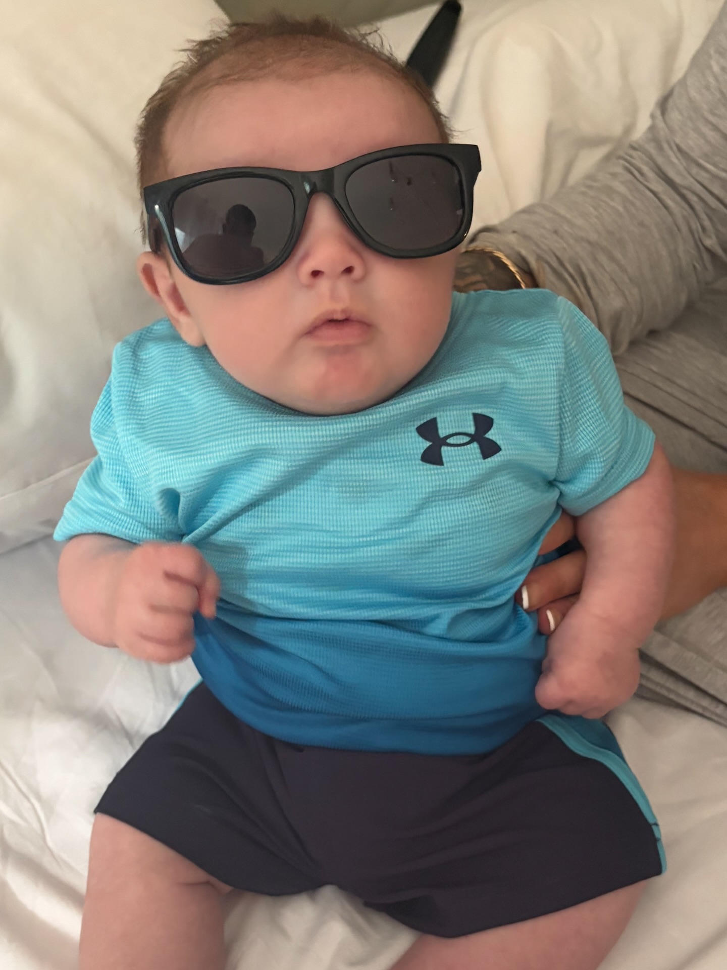 I am currently away until Friday so there will be slow / no replies. Fatboys first time on an aeroplane and he was so well behaved didn’t cry once 🩵 how cute is he in his little set and sunglasses 🥰🥰 I just love him so much xxx