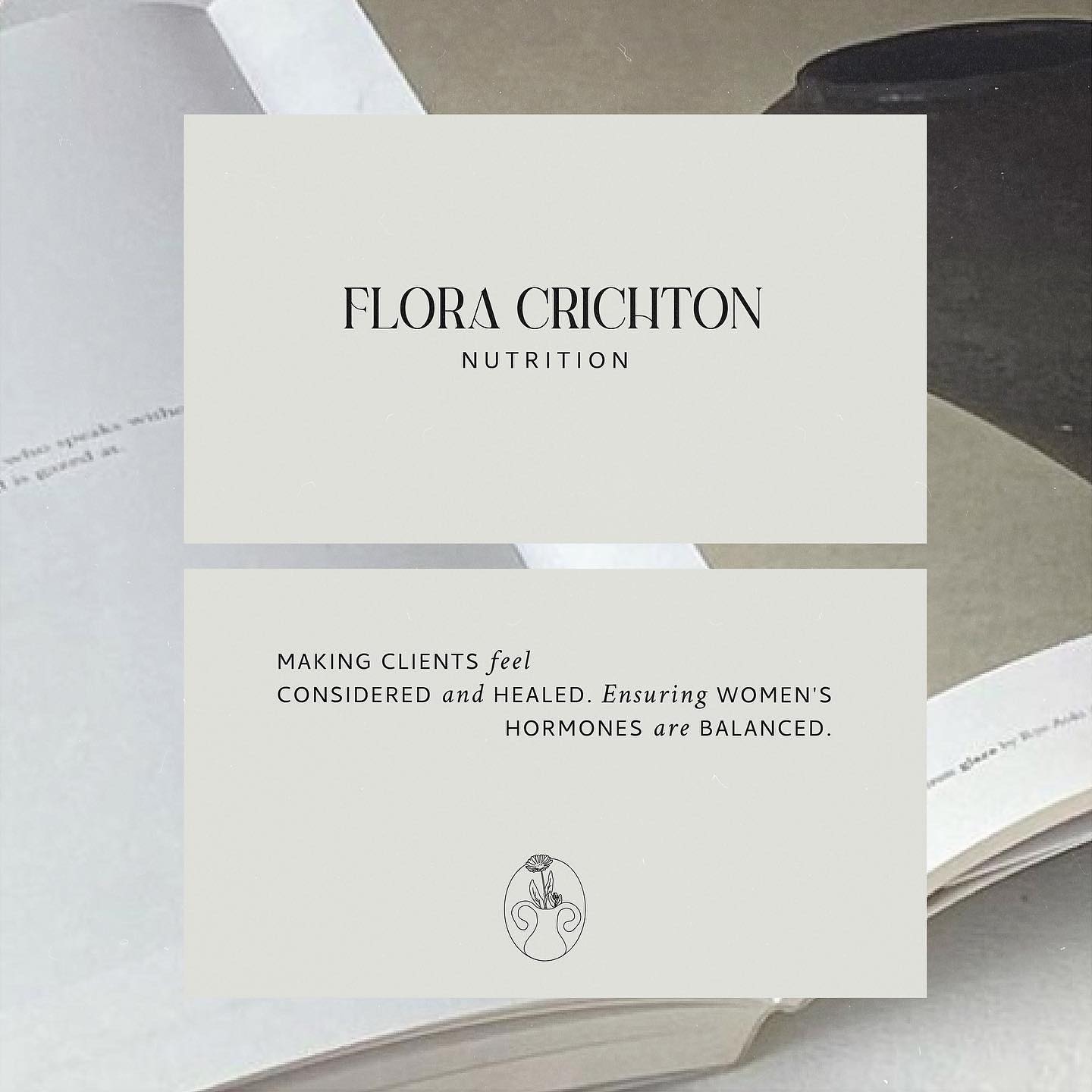 Introducing @flora_crichton_nutrition, a brand identity we recently worked on.
The branding incorporates an illustration of a calendular flower, which is a well known floral healer. The flower has strong ties to the sun and is believed to have power to heal. The flower is positioned within a vase shaped womb to represent the work they do with womens menstrual cycle.
Swipe across to see the brand in action and let me know your thoughts in the comments 🤍