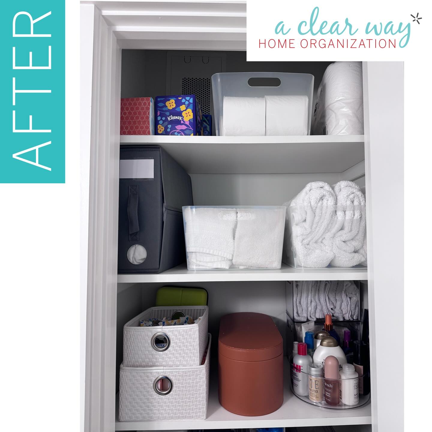 Hall closet gets a snazzy makeover! Much higher visibility and utilization of vertical space. Happy clients :-)