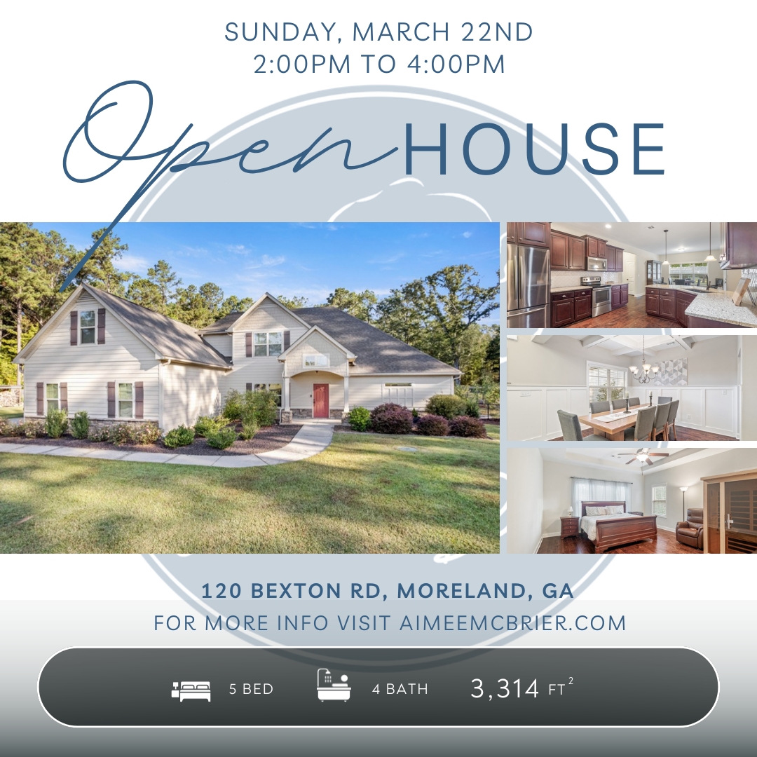 đ¸ Spring Into Your Dream Home This Weekend! đ¸
Spring is officially in bloomâand so is the housing market! With warm temperatures in the air and some hot deals hitting the market, this weekend is the perfect time to get out, explore, and fall in love with your next home.
âď¸ OPEN HOUSE â SUNDAY, MARCH 22ND âď¸
đ 120 Bexton Rd | Moreland, GA
đ 5 Bedrooms | đ 3.5 Bathrooms | đ 3,314 Sq Ft
đ° $665,000
Welcome home to your private country estate retreat in Moreland! From the moment you pull into the driveway, youâll feel the charm and space this beautiful property offers.
Inside, enjoy a bright and inviting foyer that opens to a formal dining room, a spacious family room with a cozy wood stove insert, and a gourmet-style kitchen with abundant cabinetry and storage. Every room in this home is oversizedâgiving everyone space to spread out and feel at home.
The ownerâs suite is tucked away for privacy and features a large ensuite bath and generous walk-in closet. The main level also includes spacious guest bedrooms, while upstairs offers an additional bedroom, full bath, and a versatile bonus roomâperfect for a home office, playroom, or flex space.
Step outside and experience the true WOW factor! The covered porch is wired for a TVâideal for relaxing or entertaining under the stars. The fully fenced backyard includes a beautiful orchard and an impressive 20âx48â greenhouse with heat and rainwater storage.
Additional features include two storage buildings (one with electricity and loft space) and a gravel drive with turnaroundâperfect for RV or equipment storage. Best of all, this home is priced below its recent appraisal value of $679,000, making it an incredible opportunity!
đź Make Your Move This Spring!
With blooming landscapes, warm sunshine, and incredible homes hitting the market, thereâs no better time to find your perfect place.
⨠Hot homes. Warm days. Fresh starts. â¨
đŠ Reach out for more details or a private showingâweâd love to see you this weekend!
