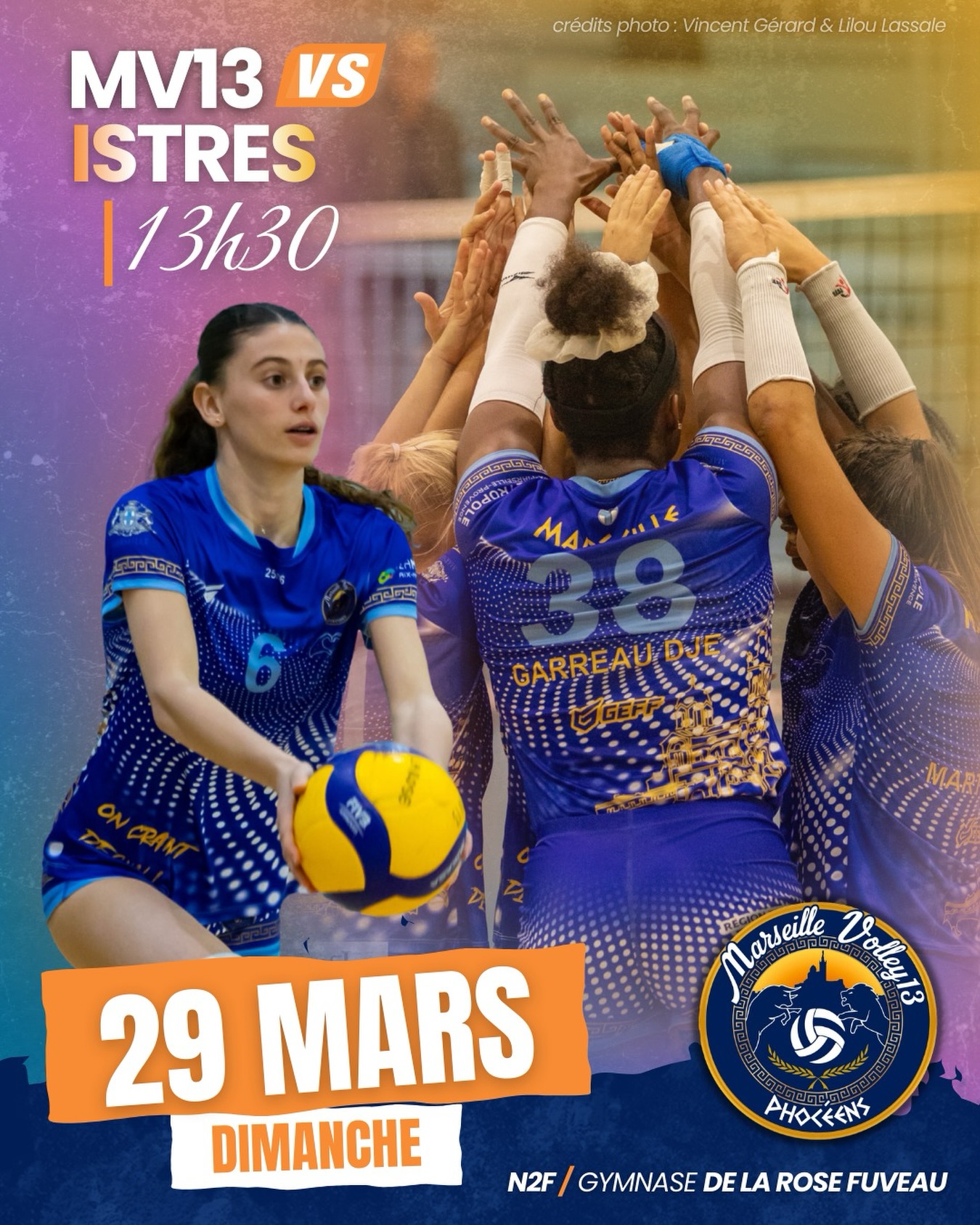 ⚡️DIMANCHE 29 MARS⚡️
Le Marseille Volley 13 reçoit Istres (2e)
🆚 MV13 vs ISTRES
⏰ 13h30
🏟️ Gymnase de la Rose Fuveau
🏆 Championnat N2F
Entrée libre. On vous attend nombreux pour faire vibrer les tribunes ! 🙌🏐