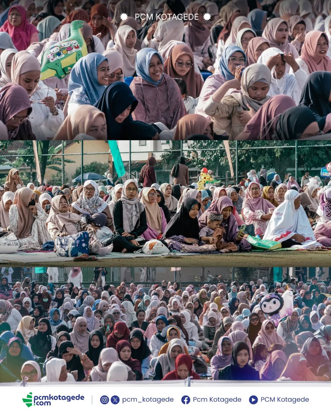 Pimpinan Cabang Muhammadiyah (PCM) Kotagede telah melaksanakan Salat Idulfitri 1 Syawal 1446 Hijriah yang jatuh pada jumat, 20 maret 2026. Pelaksanaan salat Idulfitri dimulai pada pukul 06.30 WIB di lapangan karang kotagede.
Bertindak sebagai imam dan khatib yakni K.H. Muhammad Nashirul Ahsan, Lc., selaku pimpinan sekaligus pendiri Pondok Pesantren MBS Prambanan Yogyakarta.
Terimakasih atas bantuan dan kerjasamanya kepada seluruh PRM di kotagede, 'Aisyiyah, KOKAM, Tapak Suci, Nasyiatul Aisyiyah, HW, AMM Kotagede, SMP Muhammadiyah 7 dan seluruh masyarakat kotagede.
#muhammadiyah #pcmkotagede #kotagede #siaplebihawal