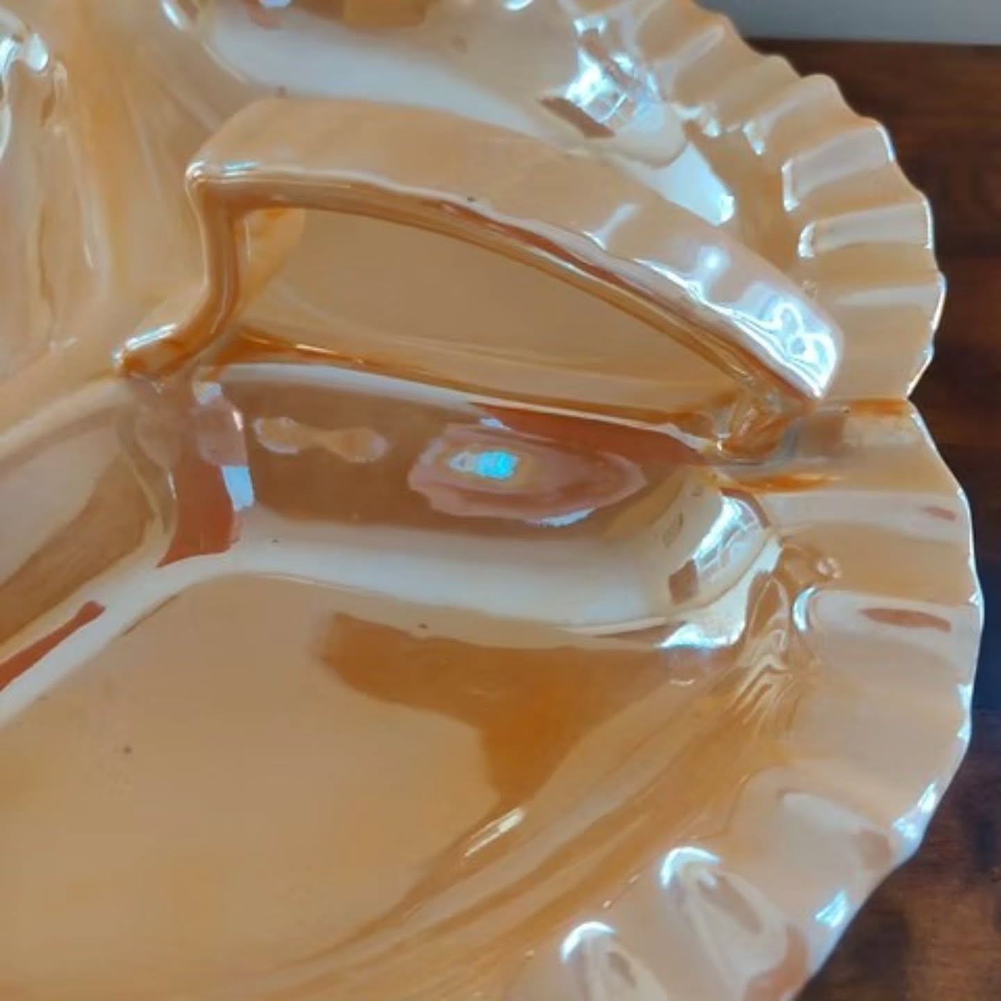 Vintage lustre ware 3 bowl nut serving dish with handle | https://share.google/a7R48iD9YThqkKwpD #lusterware #stufftoyouandme