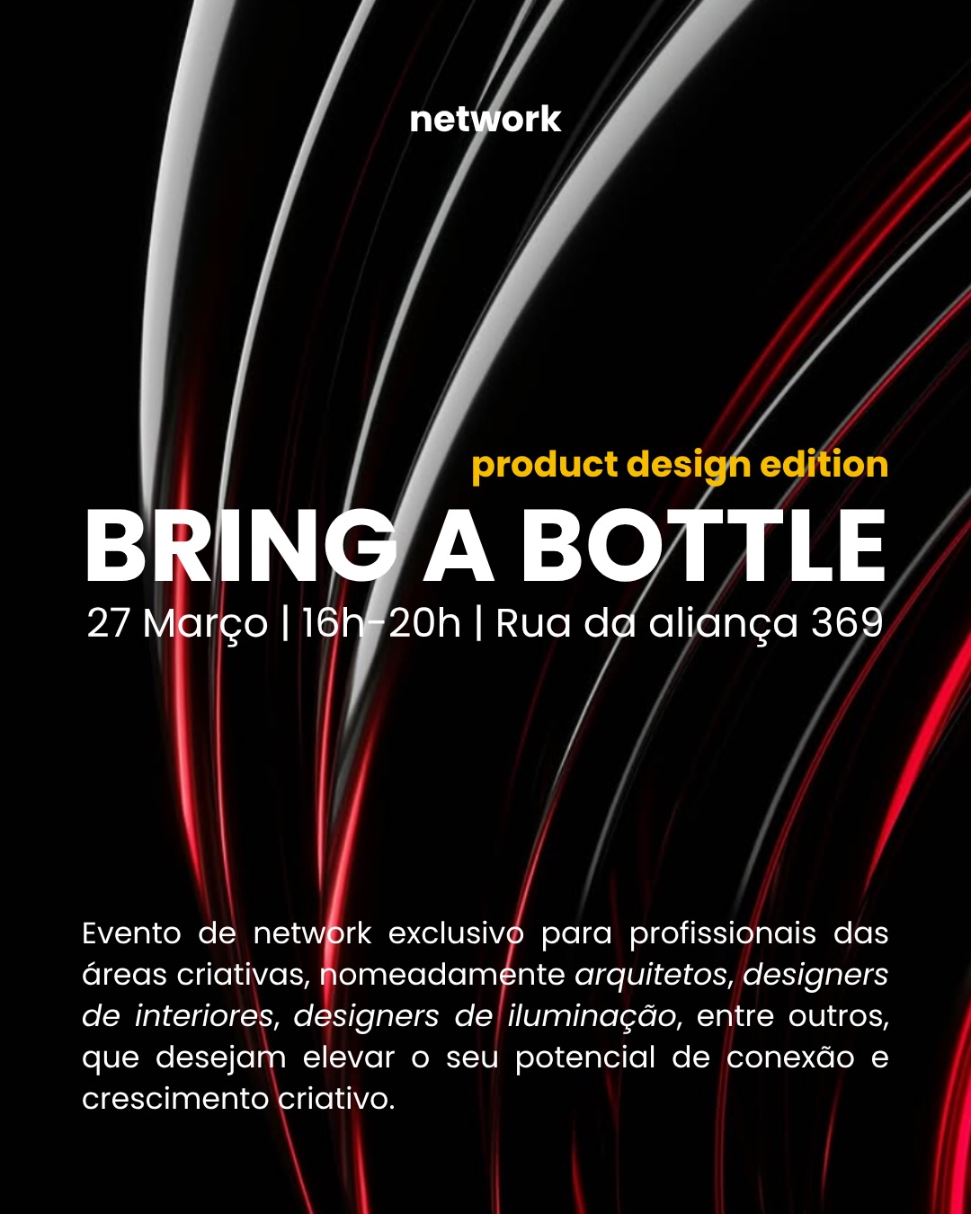 O “Bring a Bottle” é um evento de network exclusivo da Design-Minder, perfeito para profissionais criativos que querem renovar ideias e conectar-se com outros talentos. Acontece na última sexta-feira de cada mês, das 16h às 20h, e decorre já esta semana!
Traga a sua bebida favorita e aproveite este momento único de partilha, criatividade e networking. Estamos ansiosos pelo próximo encontro!
ENG
‘Bring a Bottle’ is Design-Minder’s exclusive event, perfect for creative professionals looking to refresh ideas and connect with other talents. It happens on the last Friday of every month, from 4pm to 8pm, and it’s this week!
Bring your favorite drink and enjoy this unique moment of sharing, creativity and networking. We look forward to the next meeting!