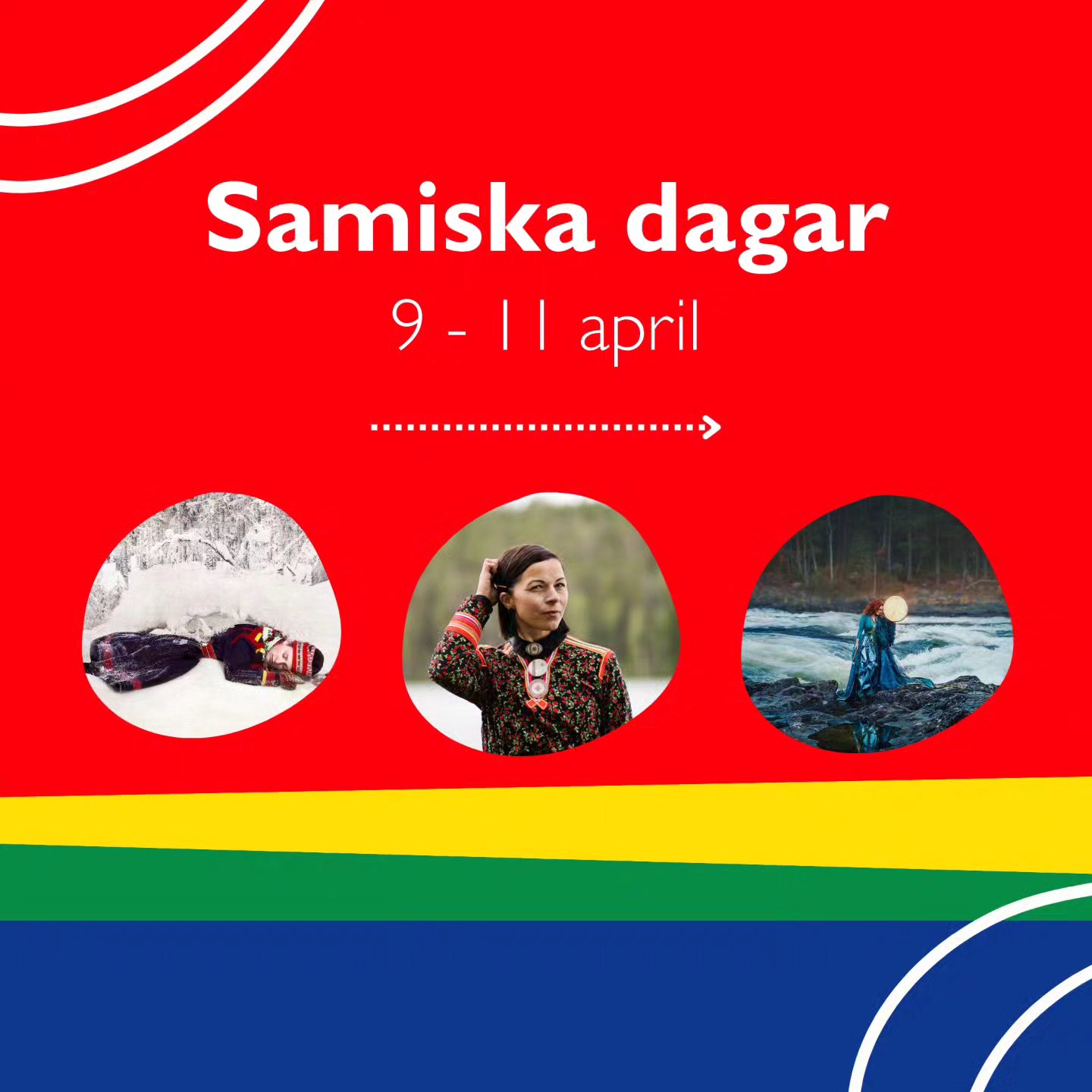Nästa vecka går Göteborgs samiska dagar äntligen av stapeln!
Den 9 april kan du se Giron Same Teathers föreställningen ”Herrarna satte hit oss” på Redbergsteatern.
Den 10 april hålls ett författarsamtal med Elin Anna Labba på Stadsbiblioteket
Den 11:e så kan du gå på en workshop i jojk med Elin Telius i Studieförbundet Vuxenskolan lokaler på Redbergsplatsen.
Vi som hälsar välkommen är Sameföreningen i Göteborg, Studieförbundet Vuxenskolan, Länsstyrelsen Västra Götaland och Göteborg stad genom Levande historia i Göteborg.
Länk till programmet i bio!
Bures boahtin!/ Buoris boahtem!/ Burist båhtem!/ Buerest båhtieme!/ Buerie båeteme!
#sameföreningeniGBG #sapmi #samiskkultur #göteborg #västragötaland #folkbildning