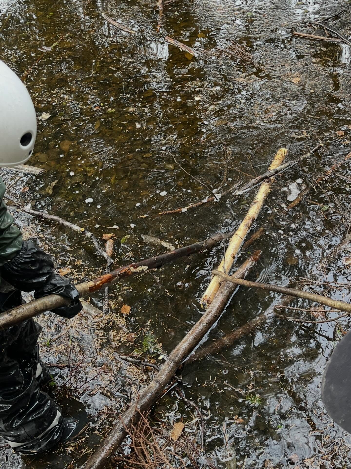 På vår förskola får barnen påverka sin dag i stor utsträckning. Dessa barn ville gå och fiska här idag. Hur vet vi att det var just denna vattenpöl de ville gå till? Alla områden vi har runt omkring oss har ett namn. Dessa namn lär barnen sig snabbt och kan på så sätt berätta om de vill ex gå till utkikstornet eller pulkabacken.
Att få utforska vatten på ett fritt sätt lär barnen så mycket. De lär sig bla att vara försiktiga så de inte ramlar i, att vara försiktiga med pinnar så inte någon gör sig illa, samarbete genom att fånga upp en pinne som hamnat långt ut i vattnet, att lyssna och kommunicera, fantasi då en vattenpöl med pinnar kan vara allt möjligt 🥰