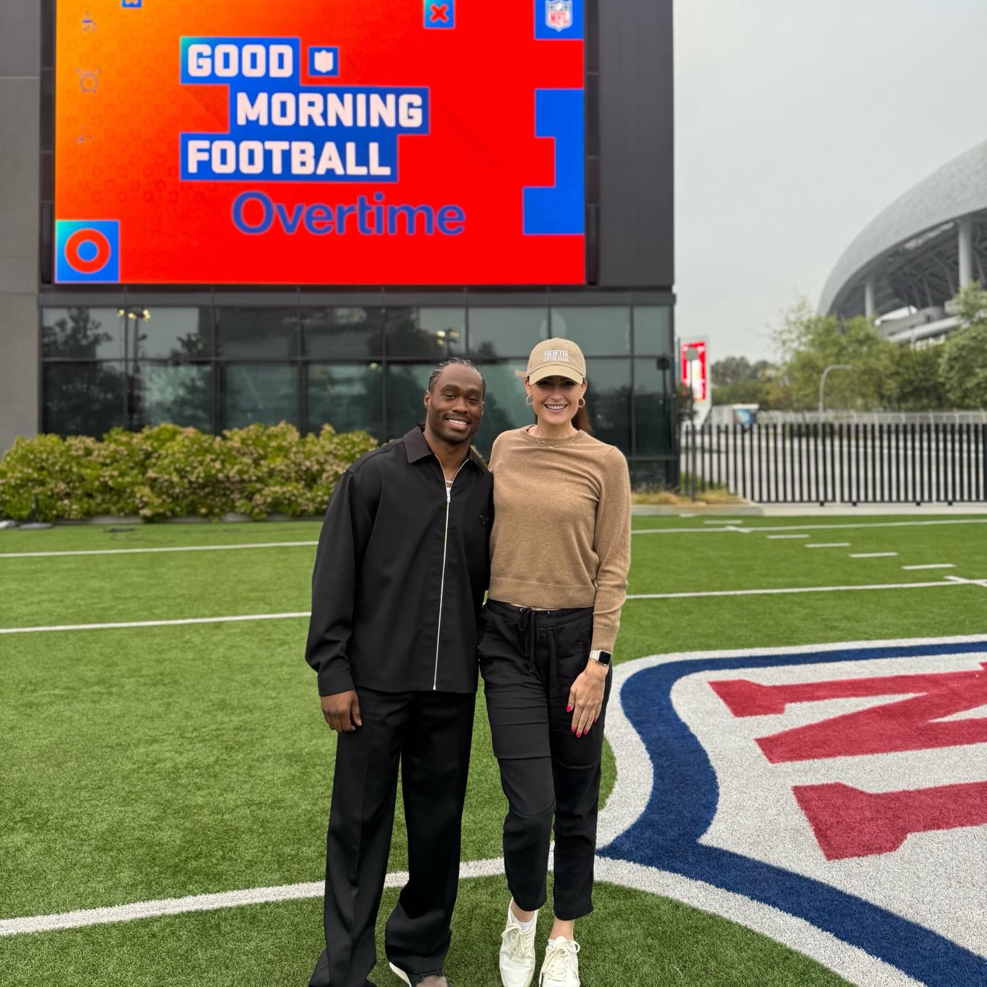 Two days co-hosting @gmfb for @thearcher 🏹📺🏈 We are so beyond proud of this guy & humbled to get to spearhead his work in TV (… AFTER another few years of playing 🙃) #Year13 #NFL #BrandinCooks