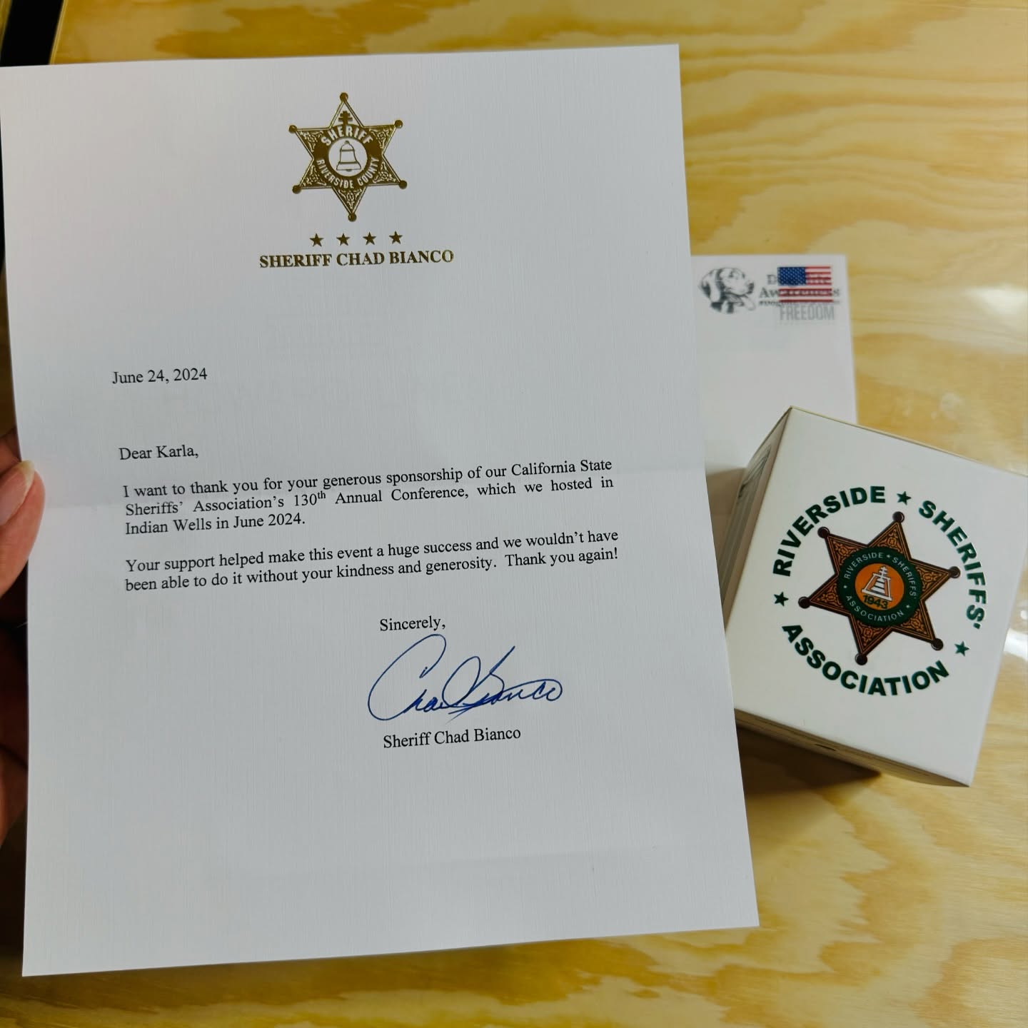 🌟 Grateful and honored! 🌟
A huge thank you to the Riverside County Sheriff’s Department @riversidesheriffsassociation @riversidecountysheriff for the incredible opportunity to be part of the California State Sheriffs’ Association @calsheriffs event. Your @sheriffbianco kind thank you letter was the cherry on top of an already amazing experience. Your support and recognition mean the world to us, thank you! 🙏✨