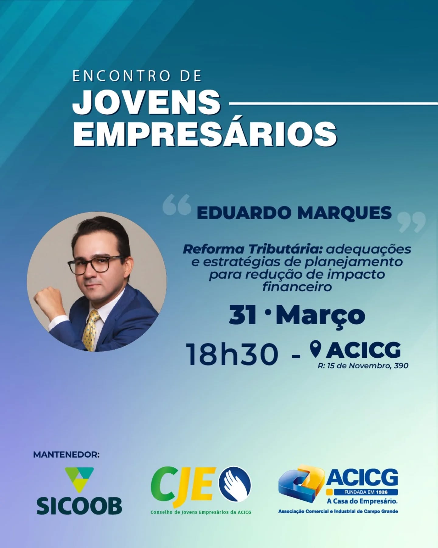 Na próxima terça-feira o advogado, Eduardo Marques, do escritório Resina e Marcon, irá participar do Encontro Jovens Empresários.
O tema é "Reforma Tributária: adequações e estratégias de planejamento para redução de impacto financeiro."
📌 Data: 31 de março de 2026.
Horário: 18h30
Local: ACICG - Rua XV de novembro, 390.
#Palestra #ReformaTributaria #ImpactoFinanceiro #Planejamento #ResinaMarcon