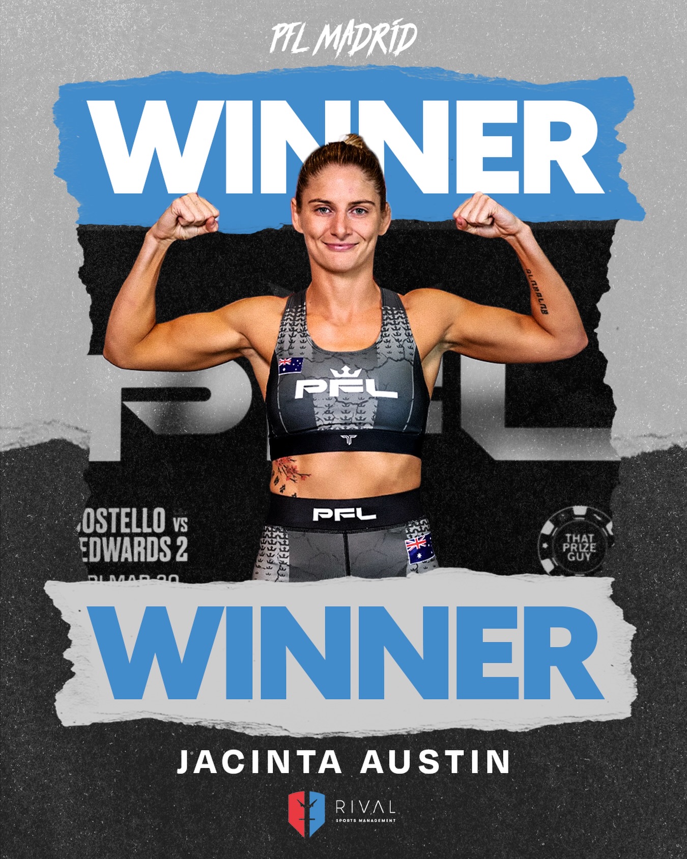 Statement made! Jacinta Austin gets it done in the first round via TKO at PFL Madrid. The Juggernaut is back🔥 #RivalSportsManagement