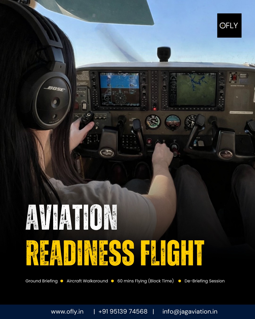 Step into a real cockpit.
Take the controls (with a certified instructor beside you).
Your Aviation Readiness Flight starts here.
Designed for school students:
simple, safe, and your first real taste of flying.
www.ofly.in
#ofly #aviationreadiness #learntofly #firstflight #pilotjourney #discoveryflight #flightexperience #futurepilot