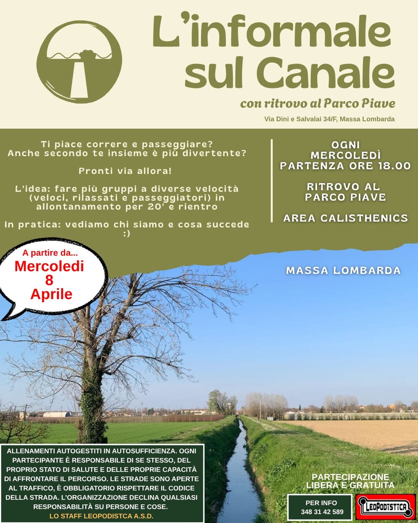 Mercoledì 8 Aprile ore 18 prima uscita!
“L’INFORMALE SUL CANALE”
Per informazioni 3483142589.