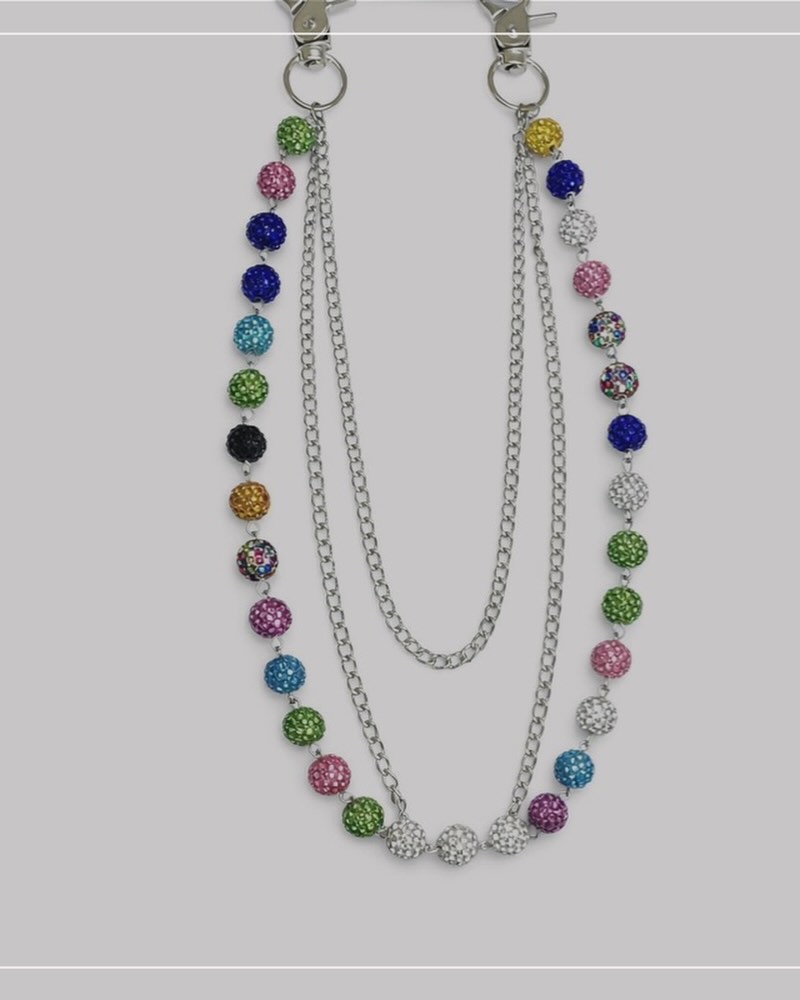 Multi-colors bead double chain pant chain