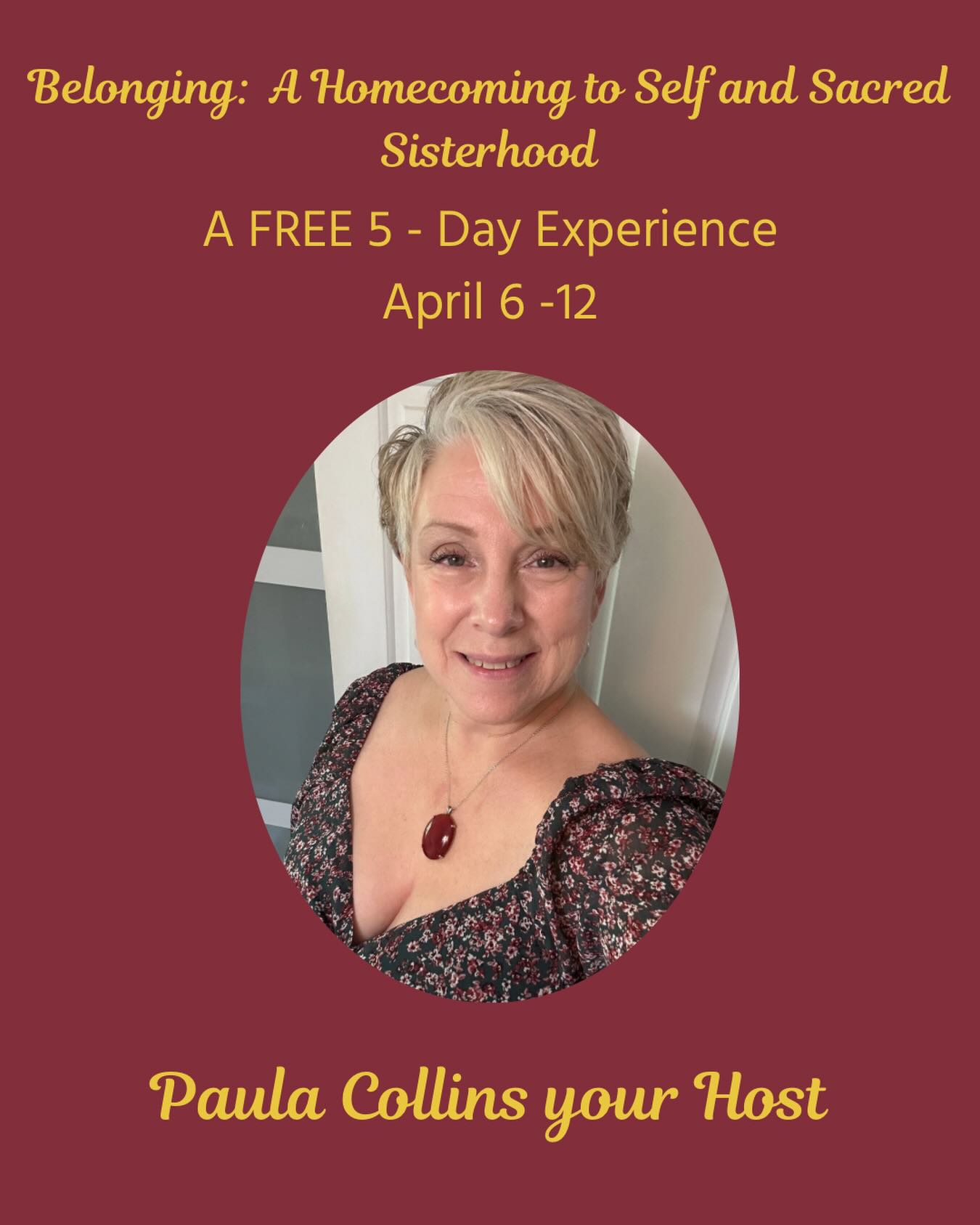 Hi, I’m Paula 💛
And if I’m being honest…
Belonging wasn’t something I always felt in my life.
There were seasons where I questioned myself.
Where I felt like I had to adjust who I was to fit into different spaces.

Where I longed for deeper connection… but didn’t always know where to find it.
And maybe you’ve felt that too.
Over time, through my own healing and growth, I realized something powerful:
✨ There is nothing wrong with us.
✨ We’ve just been in spaces that didn’t truly see us.
That realization is what led me to create Belonging: a 5-day experience for women to reconnect with themselves and each other.
A space where you don’t have to perform.
A space where you don’t have to prove anything.
A space where you can just… be.
Because you deserve to feel seen.
You deserve to feel supported.

And most of all…
✨ You deserve to know that you belong.
If this speaks to you, I would love to have you there.
DM me the word BELONGING for the link to register.