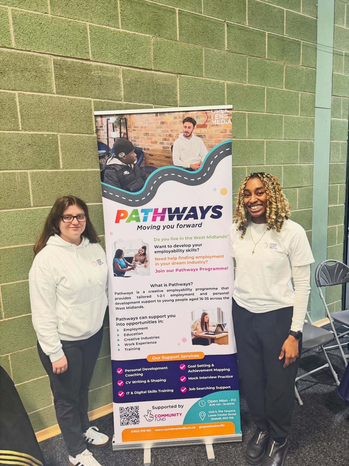 Great day at the Walsall Works Expo last Thursday 🙌
We met so many young people ready to take their next step and even bumped into one of our past participants, Jack! 👏
Hearing him share his experience and recommend our programme is exactly why we do what we do 💙
If you’re 16–35 and ready to grow, learn, and create new opportunities, or you know someone who is, we’d love to have you join us!
Contact us now on:
📩 info@openlensmedia.co.uk
📞 01922 276 162
#WalsallWorks #YouthOpportunities #FutureReady #MakingADifference #openlensmedia