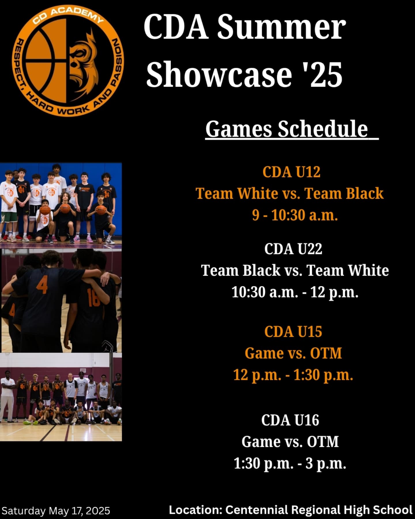 Our second Annual CDA Showcase is underway this weekend on Saturday, May 17th!!
We encourage all supporters to stop by if they have a moment to support our teams!
1st one of the summer is this weekend. Don't miss out! We look forward to it.
#CDAcademy #CDABasketball #CDAFamily