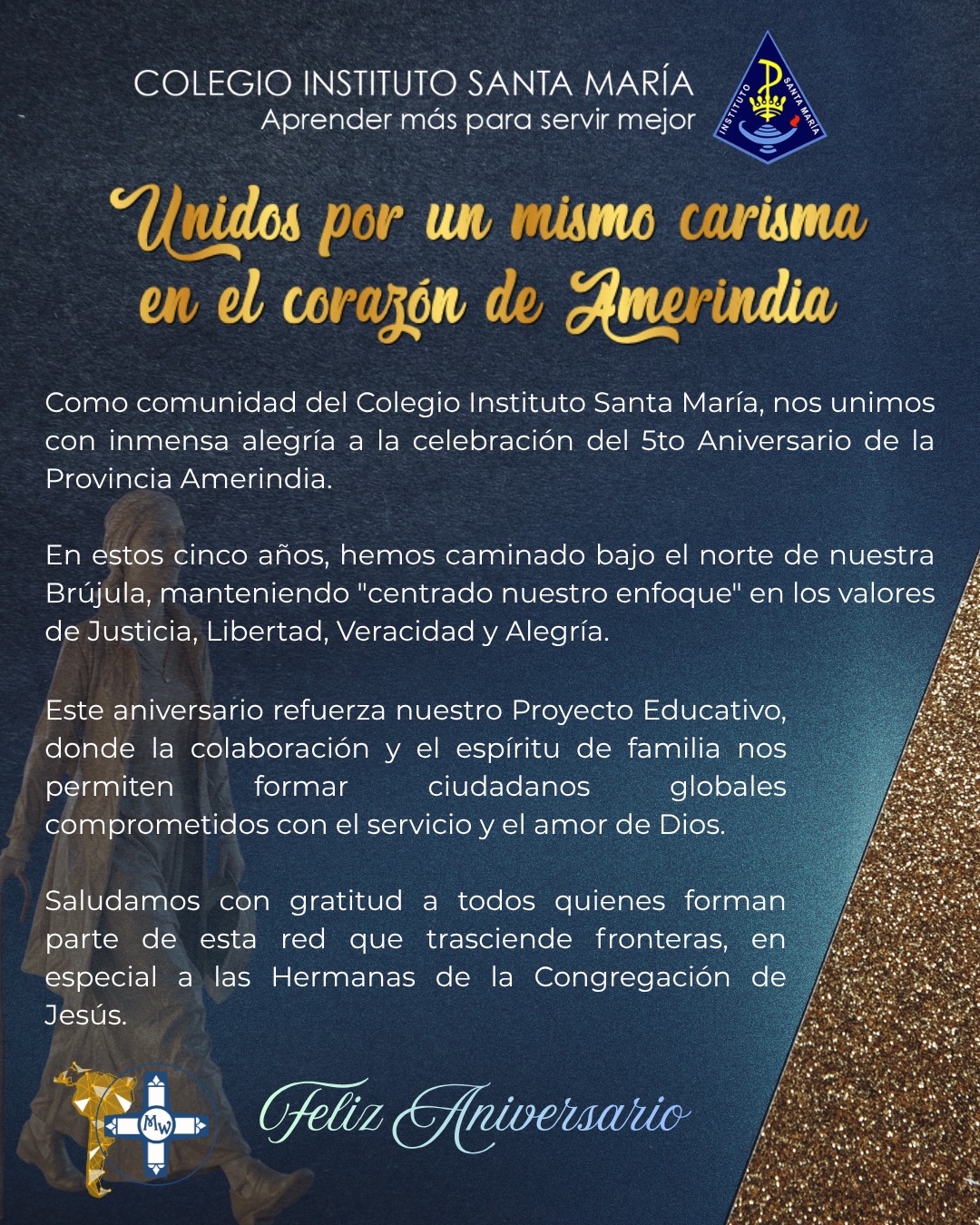 Feliz Aniversario Provincia Amerindia
#AniversarioAmerindia #EducaciónMaryWard #AgentesDeCambio #ComunidadISM #RedEducacionMaryWard
@red.educacion.amerindia @reddecolegioscjch @cgpa_ism_santiago @ceisma.ism