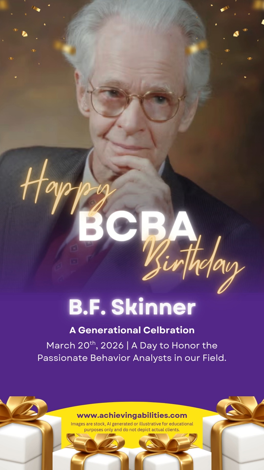 Applying some positive reinforcement to the timeline today! 🎉 Happy Birthday to the father of operant conditioning, B.F. Skinner. 🐦📦 #BCBA #ABA #BFSkinner #BehaviorAnalysis