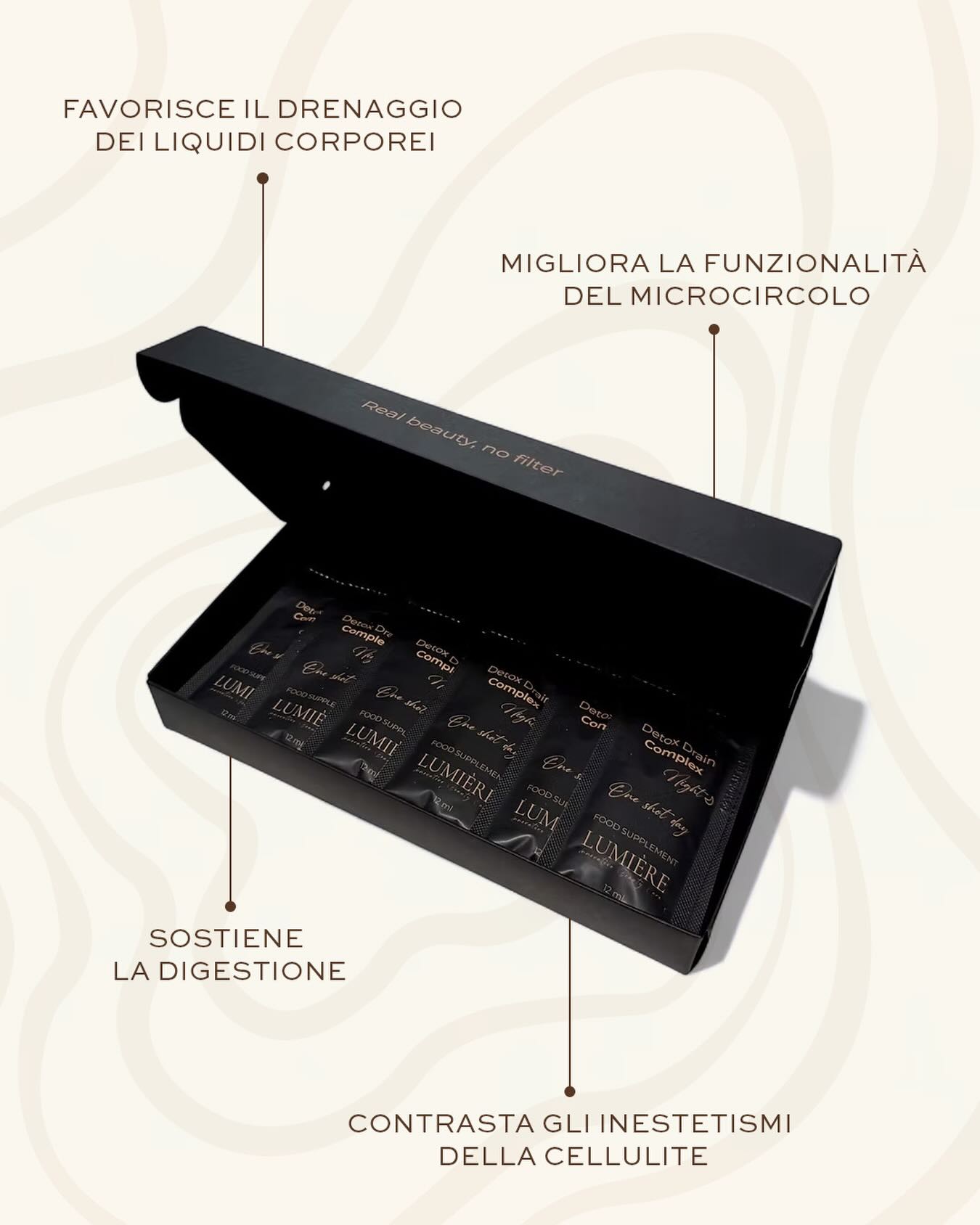 Un’integrazione mirata per sostenere la longevità cutanea dall’interno, nel rispetto dei ritmi naturali del corpo.
Per una bellezza che evolve nel tempo.
Con equilibrio.