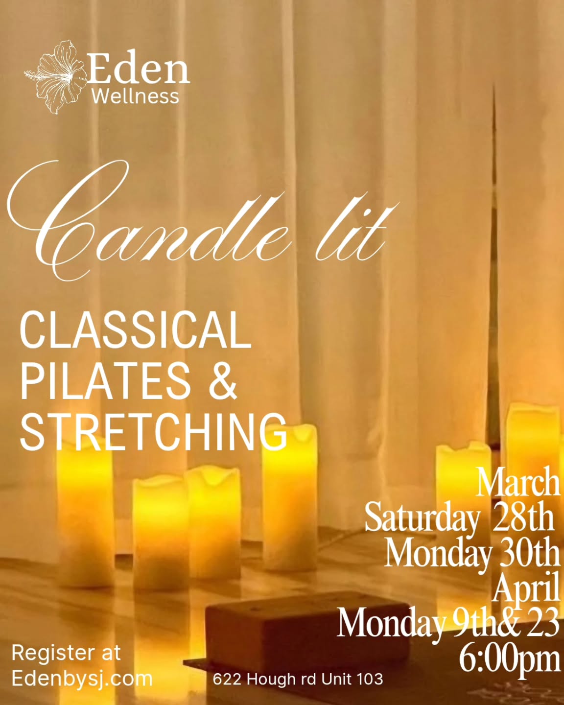 Join us for GRAND OPENING Candle Lit Pilates!
Limited space
Edenbysj.com to register
#gibsons
#sunshinecoast