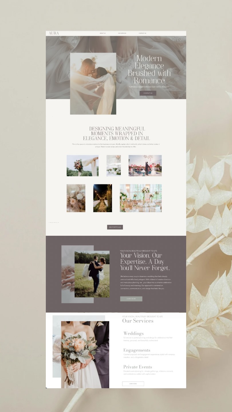 If your dream clients are planning elevated, high-end weddings, your website cannot feel disconnected from that.
The design, the pacing, the imagery, the messaging, and the overall experience all shape how your brand is perceived.
For the right client, your website becomes a signal. It tells them whether you understand the kind of wedding they want, the level of detail they value, and the experience they are hoping to create.
That is why this website was built to feel polished, refined, and aligned with the luxury market it is meant to attract.
Your website should reflect the experience you are promising #weddingplannerwebsite #webdesign