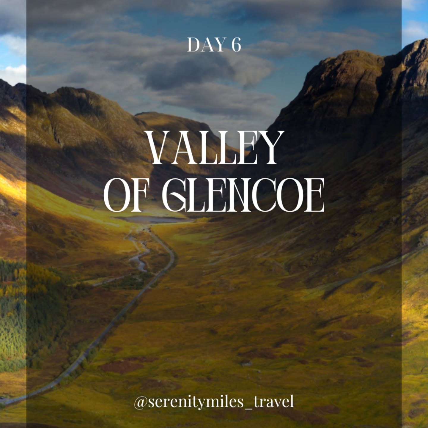 Day 6 takes our FAM trip group through the breathtaking valley of Glencoe – so dramatic and majestic that it truly must be seen to be believed
⠀
• First stop: the iconic Three Sisters of Glencoe, rising above the valley to create one of the most striking and breathtaking views in the Highlands.
⠀
• Next stop in the scenic valley of Glen Etive – a filming location for «Skyfall». The scenes filmed in Glencoe not only capture the raw beauty of the Scottish Highlands, but also echo Bond’s strong Scottish heritage
⠀
• A brief photo stop at The Drovers Inn – one of Scotland’s oldest pubs, established in 1705. Remarkably preserved over the centuries, it once served as a key resting point for cattle drovers on their way to market
⠀
• Arrival and lunch at @cameronhouselochlomond located on the shores of Loch Lomond
⠀
• Cameron House is one of Scotland’s most renowned and elegant hotels, combining a sense of grand history with ultra-modern comfort and stylish design
⠀
• Loch Lomond aboard the Celtic Warrior adds a distinctive touch to our trip
⠀
• Arrival at @thegleneagleshotel – Scotland’s iconic hotel, where unrivalled country pursuits and untold glamour have reigned for a century
⠀
➡️ Get in touch with our Luxury Travel Specialists on +44 746 786 23 53 | reservations@serenitymiles.com