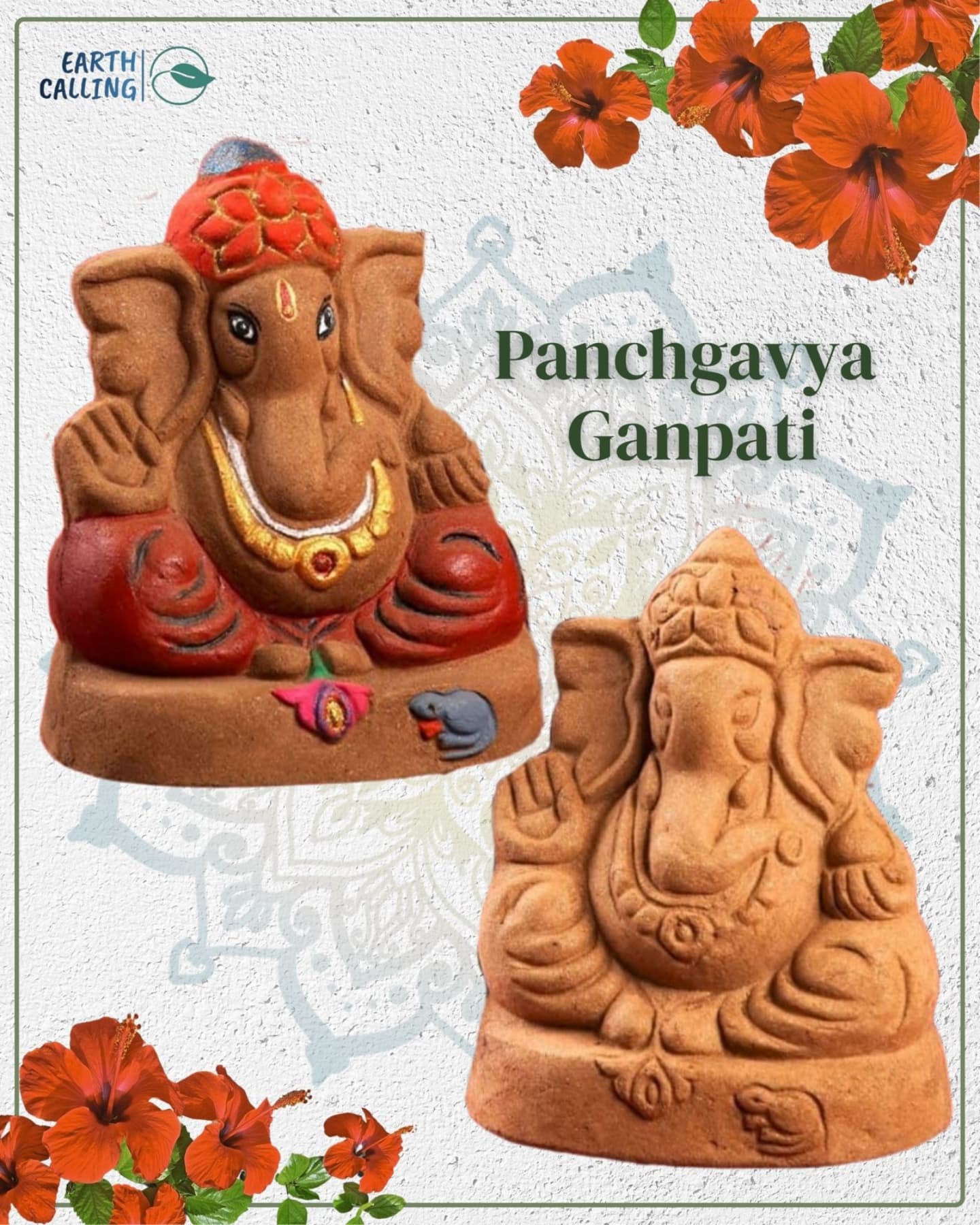 🌿 *Celebrate Ganpati the Eco-Friendly Way – with Earth Calling!* 🌿
This festive season, bring home Bappa in a way that honours both tradition and the planet 🌍
✨ *Our Eco-Friendly Ganpati Collection Includes:*
🪷 *Panchgavya Ganesha* (10")
Made from sacred cow dung — 100% organic, handmade, chemical-free, immersible or plantable.
Available in *Plain (DIY-friendly)** & *Hand-Painted* options.
🌱 Riddhi-Siddhi Bamboo-less Incense Sticks – Rose & Kasturi variants, pure fragrance with zero deforestation.
🔔 Ornate Brass Puja Bell & Brass Diya – Elegant additions to your festive altar.
🕯 Soy Wax Modak Candles – Aromatic, clean-burning.
🎁 Complete Pooja Kits & Eco-Gift Packaging Options Available!
📩 *WhatsApp/Call on 9822058761 to inquire & book!*
📅 *Pre-book before 15 August 2025 – Limited pieces only!*
Let your celebration be a blessing to the Earth 💚
#EcoFriendlyGanpati #EarthCalling #GreenFestivals #SustainableCelebration