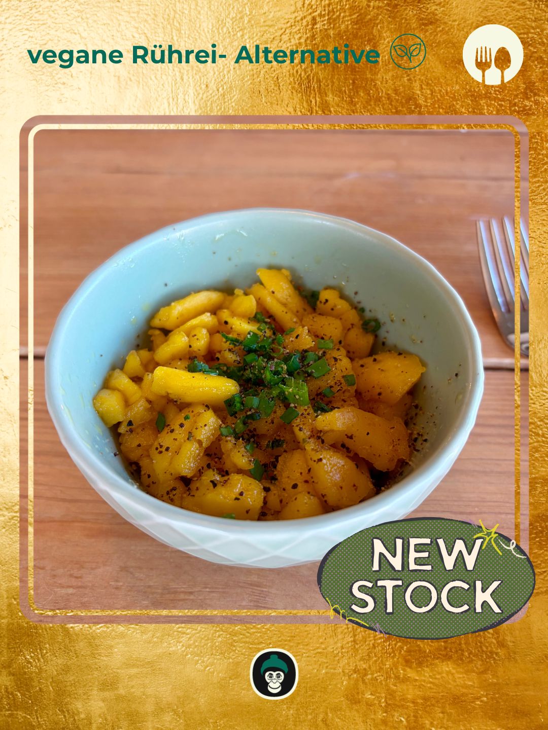 Hallo Ihr Lieben.
Wir erweitern unser Frühstücksangebot um eine vegane Rührei- Alternative. Sie wird vorerst nicht auf der Karte stehen, aber bei Interesse sprecht uns gerne an oder schreibt auf der Frühstückskarte, neben dem Rührei, einfach vegan ;-).
Euer HN