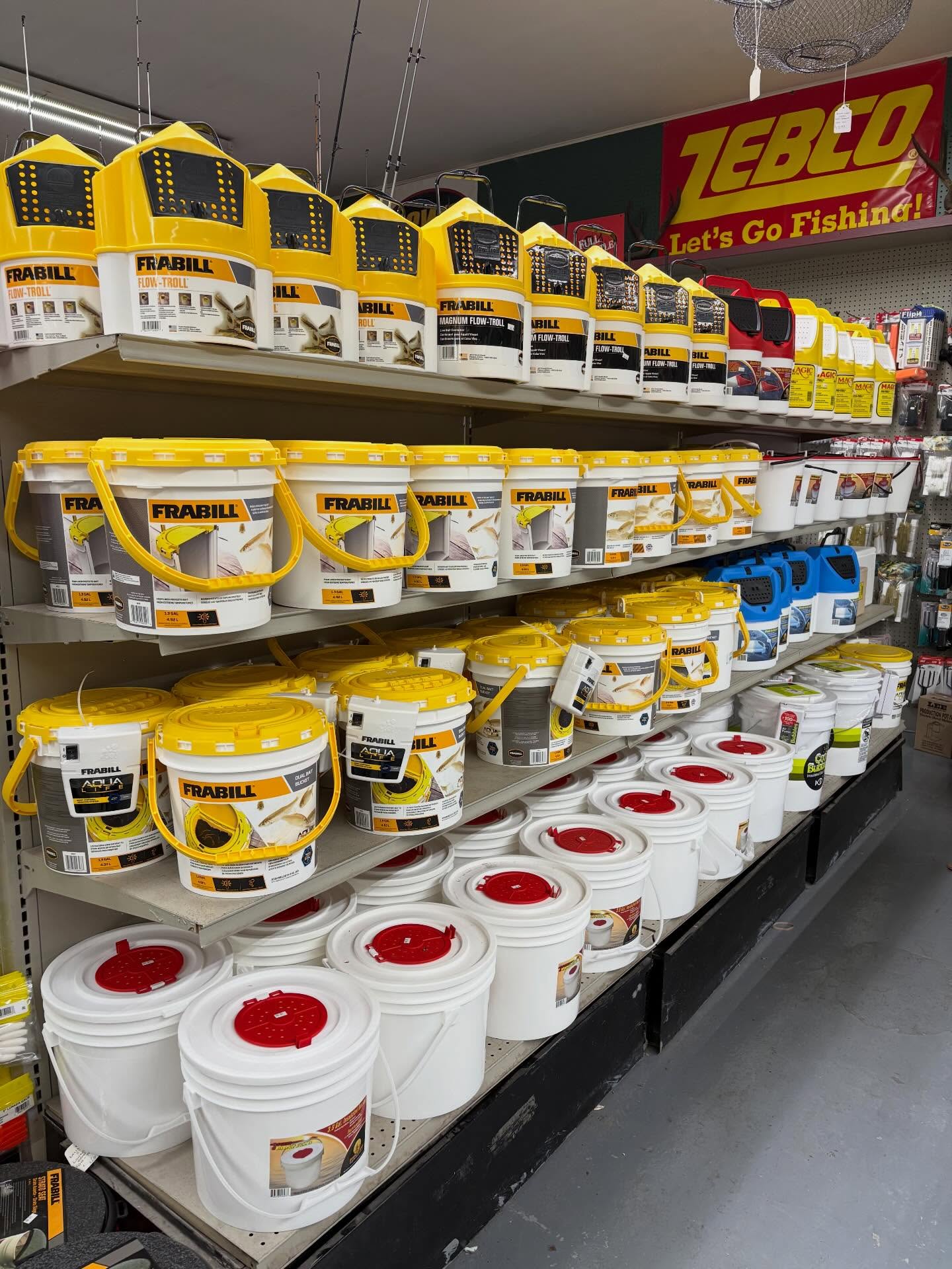 Bait buckets and bait coolers ready for minnows…shiners... crawdads or goldfish