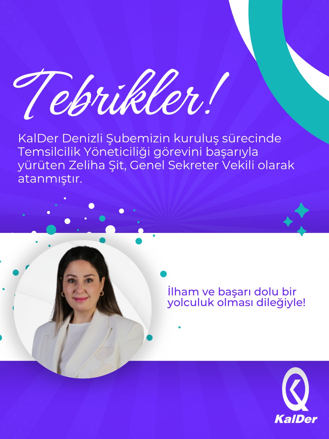 ⭐KalDer’de kurumsal yapımızı güçlendirmeye ve etki alanımızı genişletmeye devam ediyoruz!
Bu kapsamda, KalDer Denizli Şubemizin kuruluş sürecinde Temsilcilik Yöneticiliği görevini başarıyla yürüten Zeliha Şit, Genel Sekreter Vekili olarak atanmıştır. 🎉
KalDer’in sürdürülebilir gelişimine katkı sağlayacak bu güçlü adımlarla, kalite yolculuğumuzu daha da ileri taşımayı hedefliyoruz. ❤️
#KalDer #KaliteYolculuğu #KurumsalMükemmellik