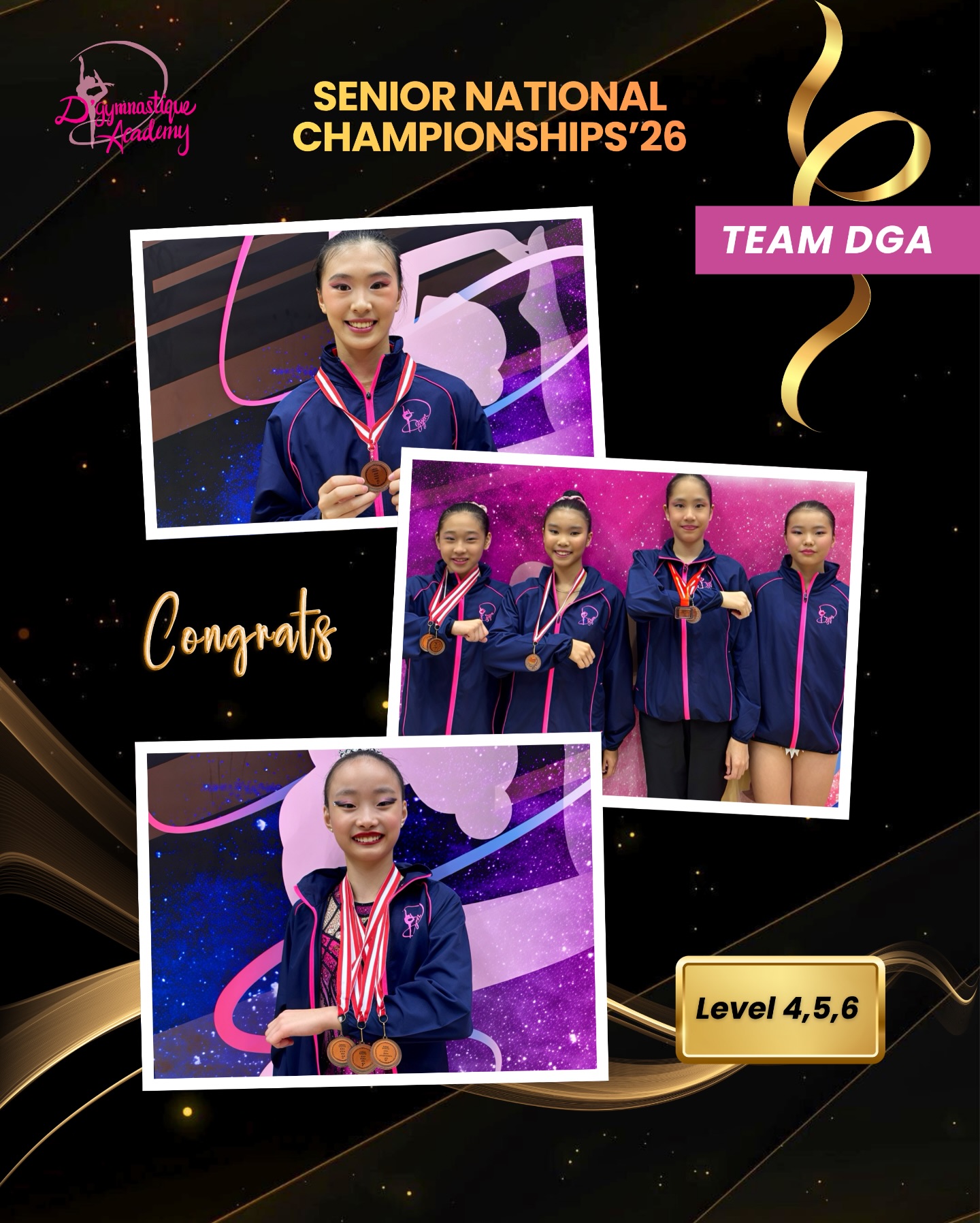 Our Level 4-6 gymnasts kicked off the Senior National Championships with an incredible start! Your outstanding performances truly reflect the hard work, discipline, and dedication you’ve put in and we couldn’t be prouder of every one of you!👏🏻
Congratulations on achieving such wonderful results in a large and strong category! Keep pushing your limits, continue to grow, and come back even stronger next time!💪
𝐋𝐞𝐯𝐞𝐥 𝟒 (𝟏𝟎𝐲/𝐨)
Leanne Chen
🏅IAA - 6th Place
🏅Clubs - 5th Place
🏅Hoop - 6th Place
𝐋𝐞𝐯𝐞𝐥 𝟓 (𝟏𝟒𝐲/𝐨)
Foo Zi Lin
🏅IAA - 8th Place
🏅Clubs - 4th Place
⭐️Ball
Viola Hoi
🏅IAA - 7th Place
🏅Ball - 7th Place
⭐️Clubs
Raelynn Low
🏅Clubs - 8th Place
⭐️Ball
𝐋𝐞𝐯𝐞𝐥 𝟓 (𝟏𝟑𝐲/𝐨)
Aomi Siew
⭐️Ball
𝐋𝐞𝐯𝐞𝐥 𝟔 (𝟏𝟓𝐲/𝐨)
Sarah Sng
🏅Ribbon - 6th Place
Thank you coaches for your dedication, guidance and love for our gymnasts!💜 Up next, we’ll be cheering on our age group gymnasts as they take on some strong competition in the next few days! Give it your all, stay confident, and most importantly, enjoy every moment of the journey!💪